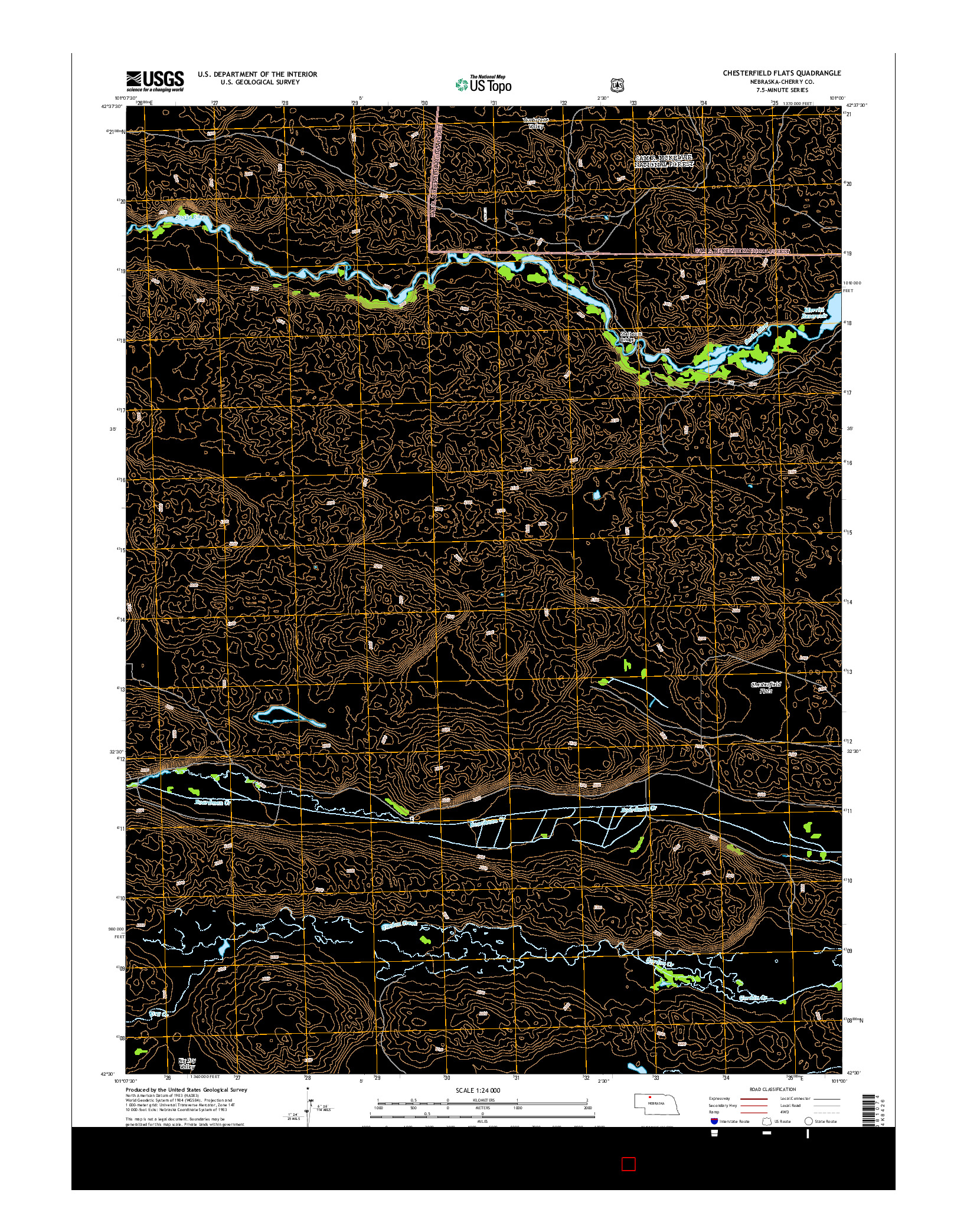 USGS US TOPO 7.5-MINUTE MAP FOR CHESTERFIELD FLATS, NE 2014
