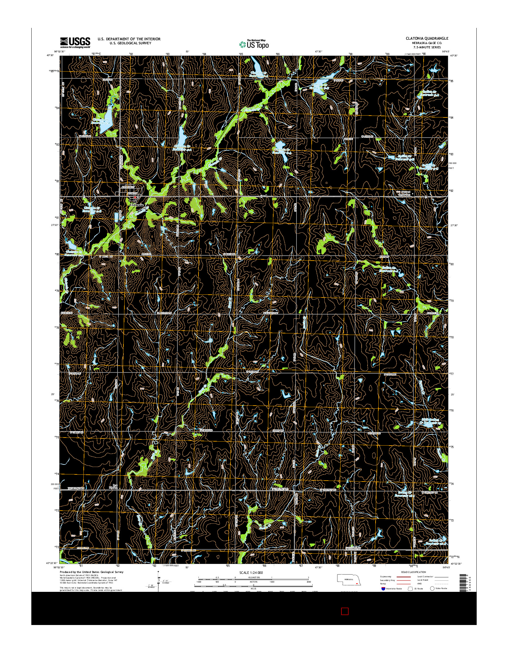 USGS US TOPO 7.5-MINUTE MAP FOR CLATONIA, NE 2014