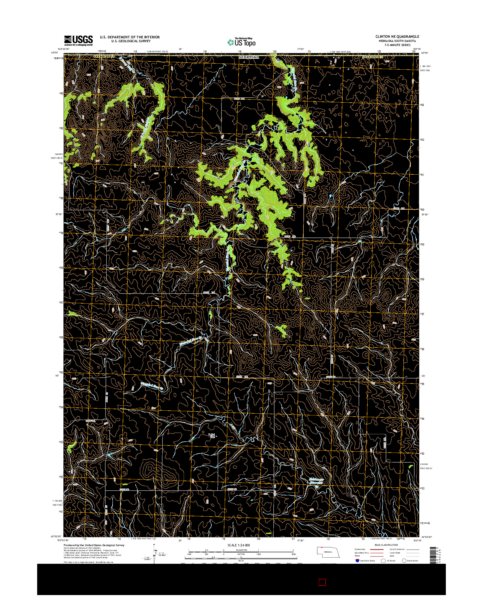 USGS US TOPO 7.5-MINUTE MAP FOR CLINTON NE, NE-SD 2014
