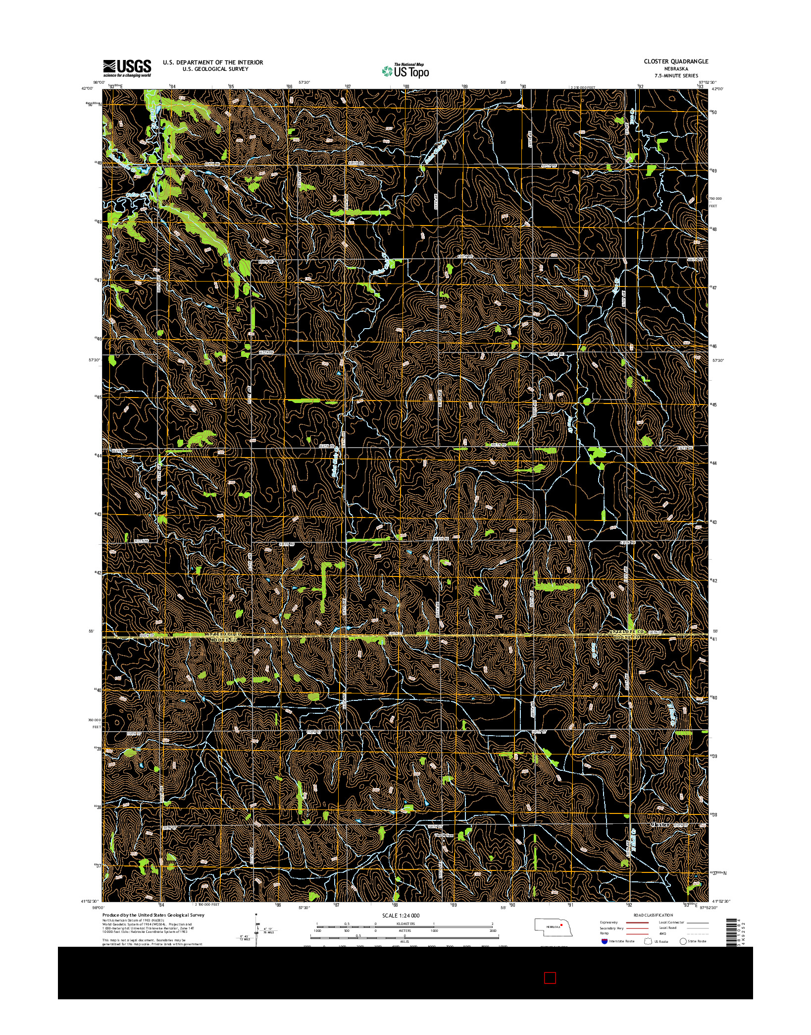 USGS US TOPO 7.5-MINUTE MAP FOR CLOSTER, NE 2014