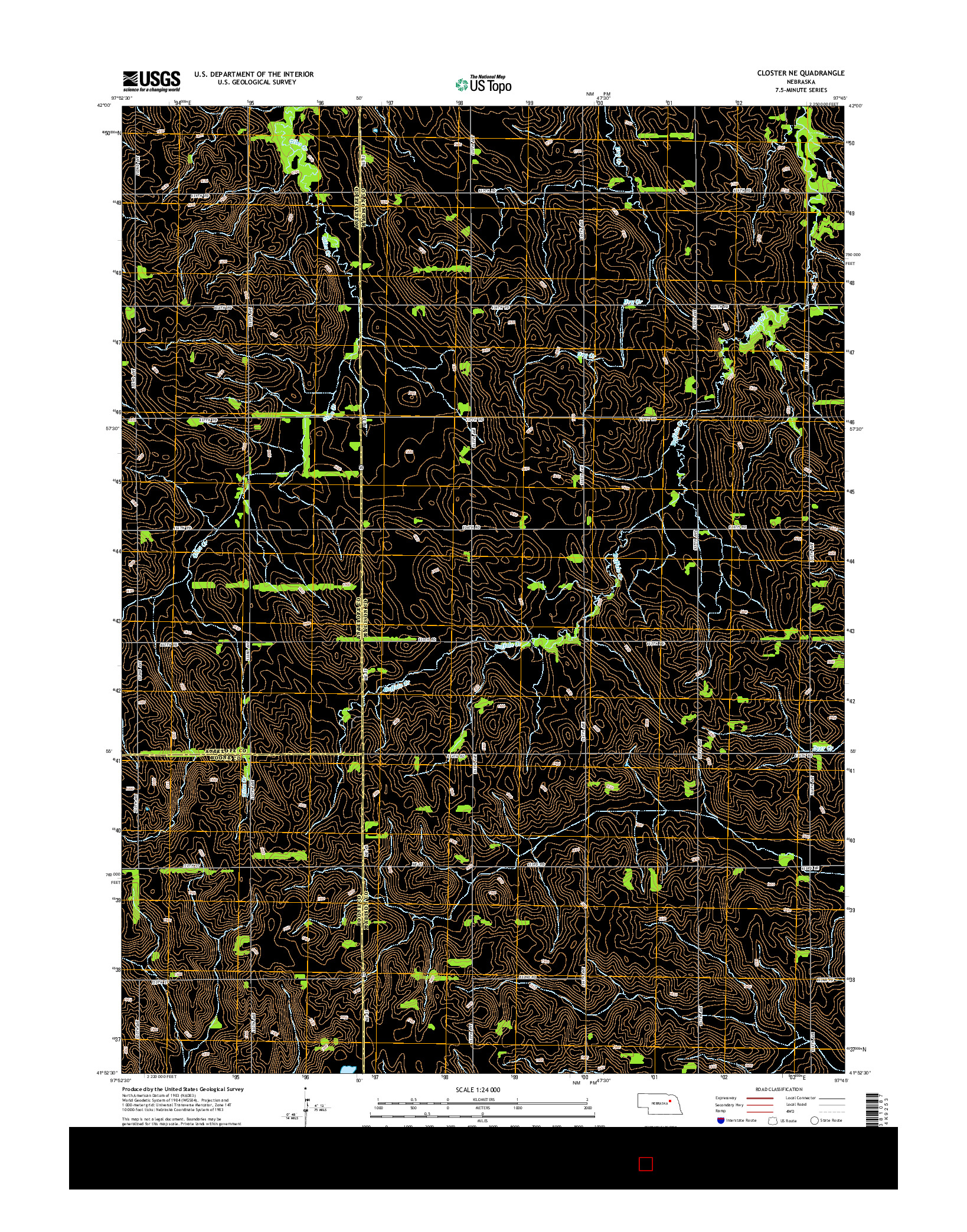 USGS US TOPO 7.5-MINUTE MAP FOR CLOSTER NE, NE 2014