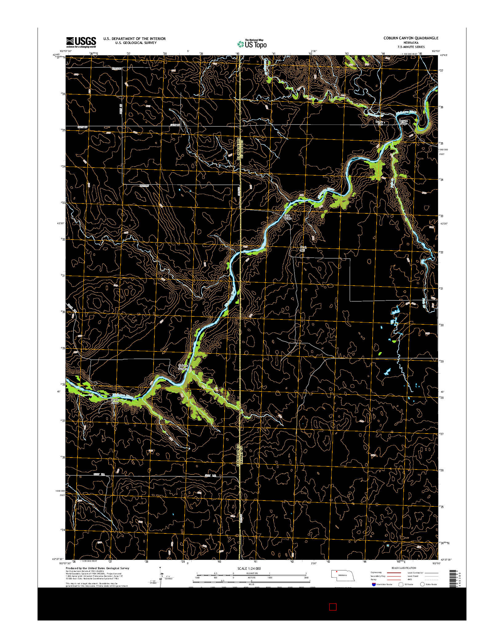 USGS US TOPO 7.5-MINUTE MAP FOR COBURN CANYON, NE 2014