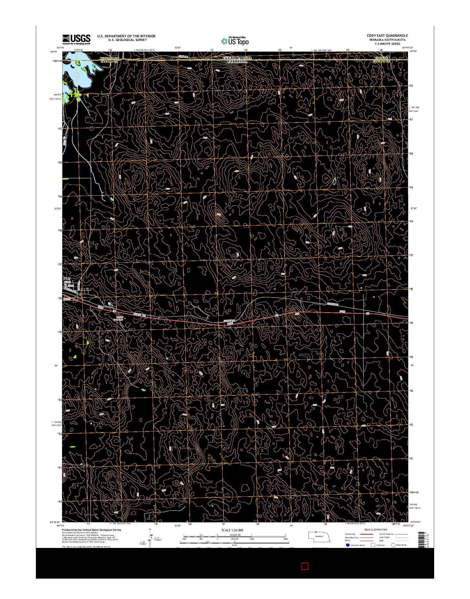 USGS US TOPO 7.5-MINUTE MAP FOR CODY EAST, NE-SD 2014