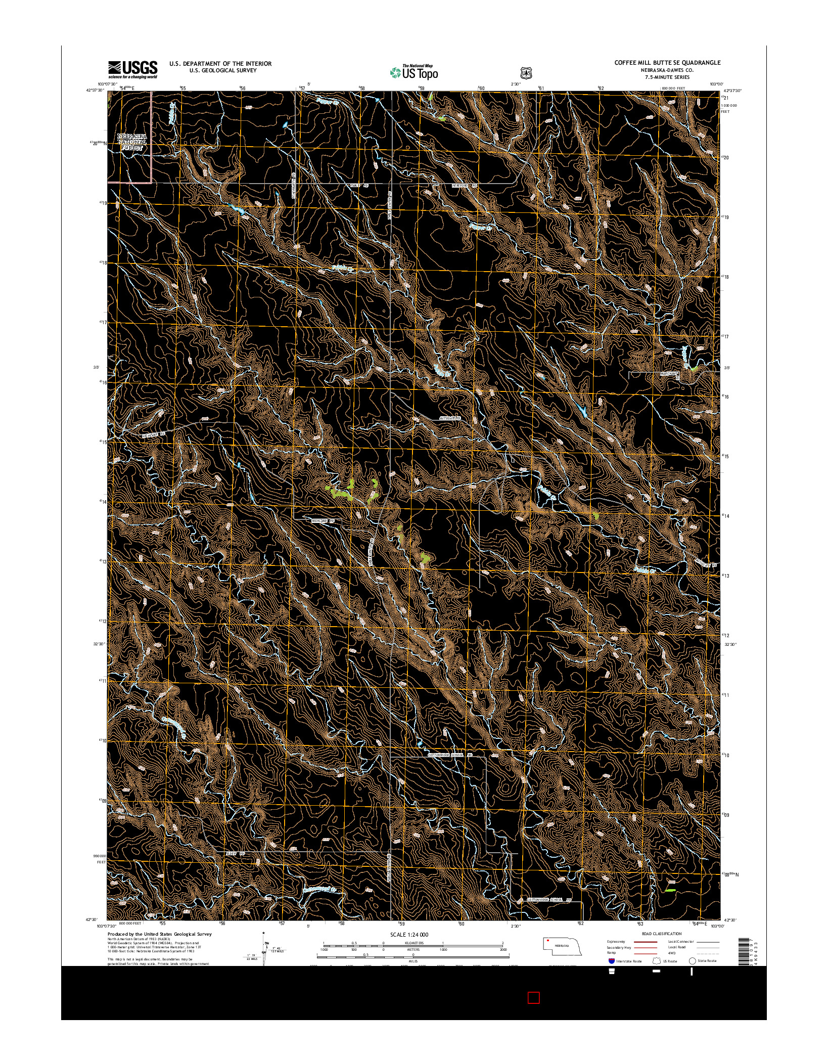 USGS US TOPO 7.5-MINUTE MAP FOR COFFEE MILL BUTTE SE, NE 2014