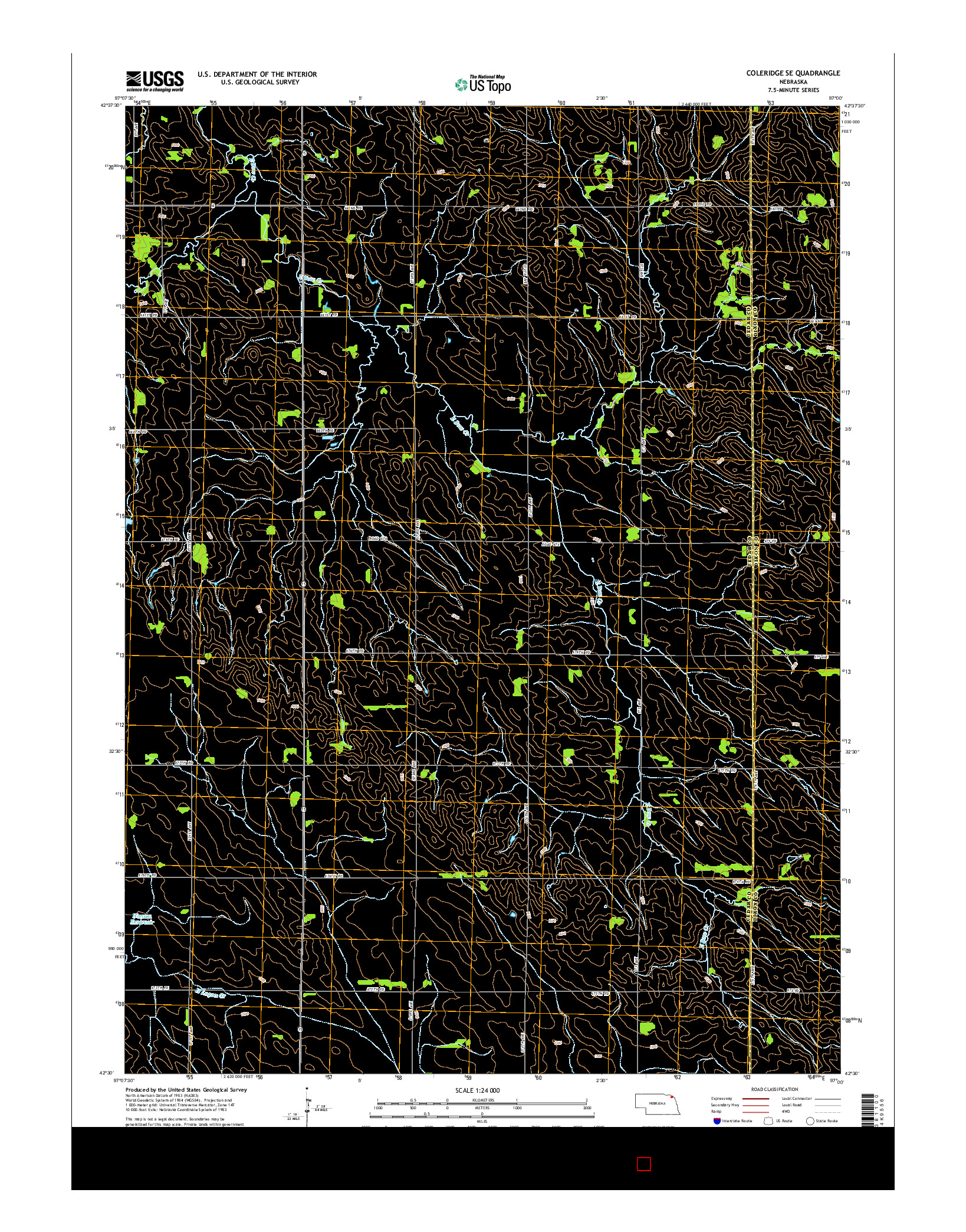 USGS US TOPO 7.5-MINUTE MAP FOR COLERIDGE SE, NE 2014