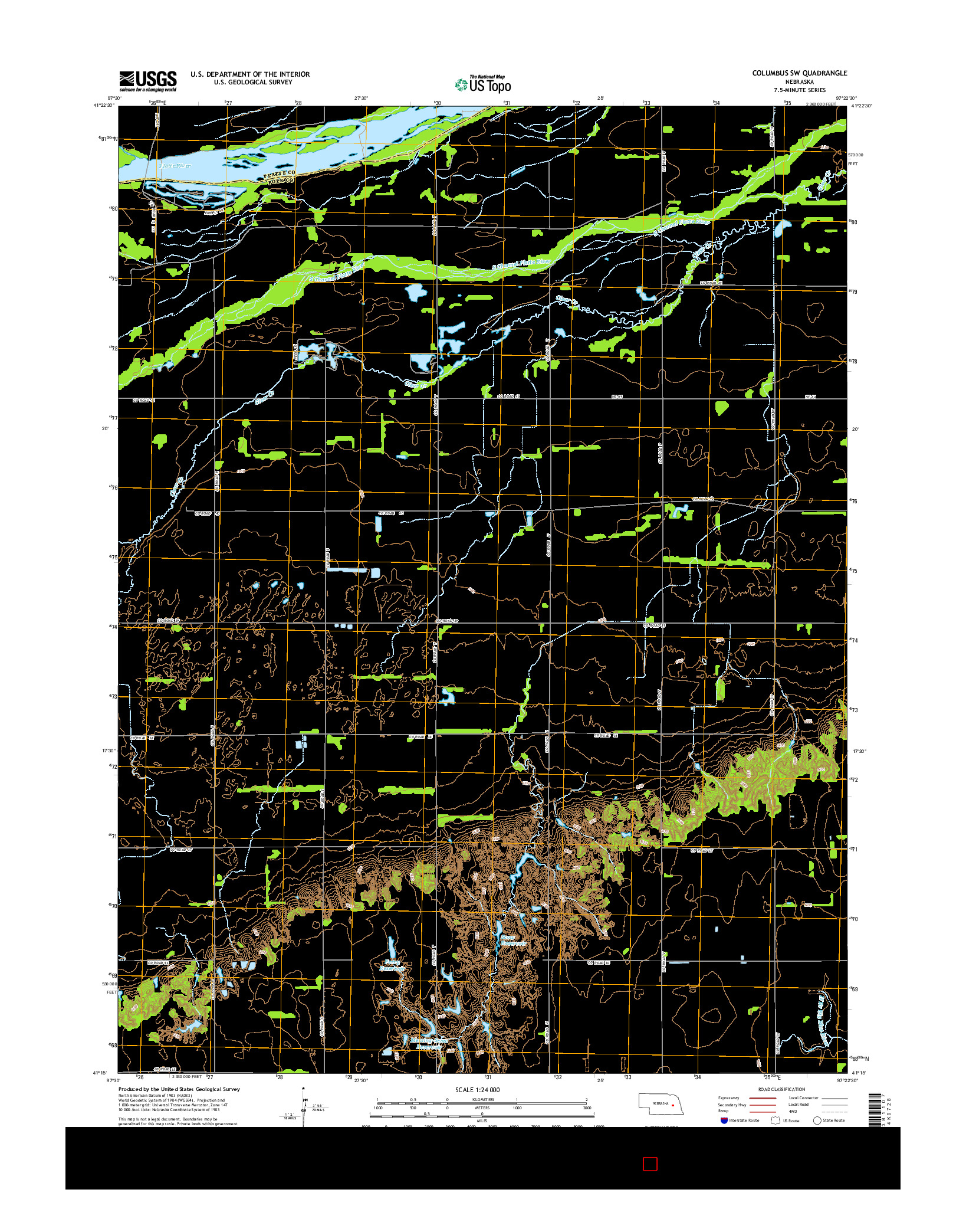 USGS US TOPO 7.5-MINUTE MAP FOR COLUMBUS SW, NE 2014