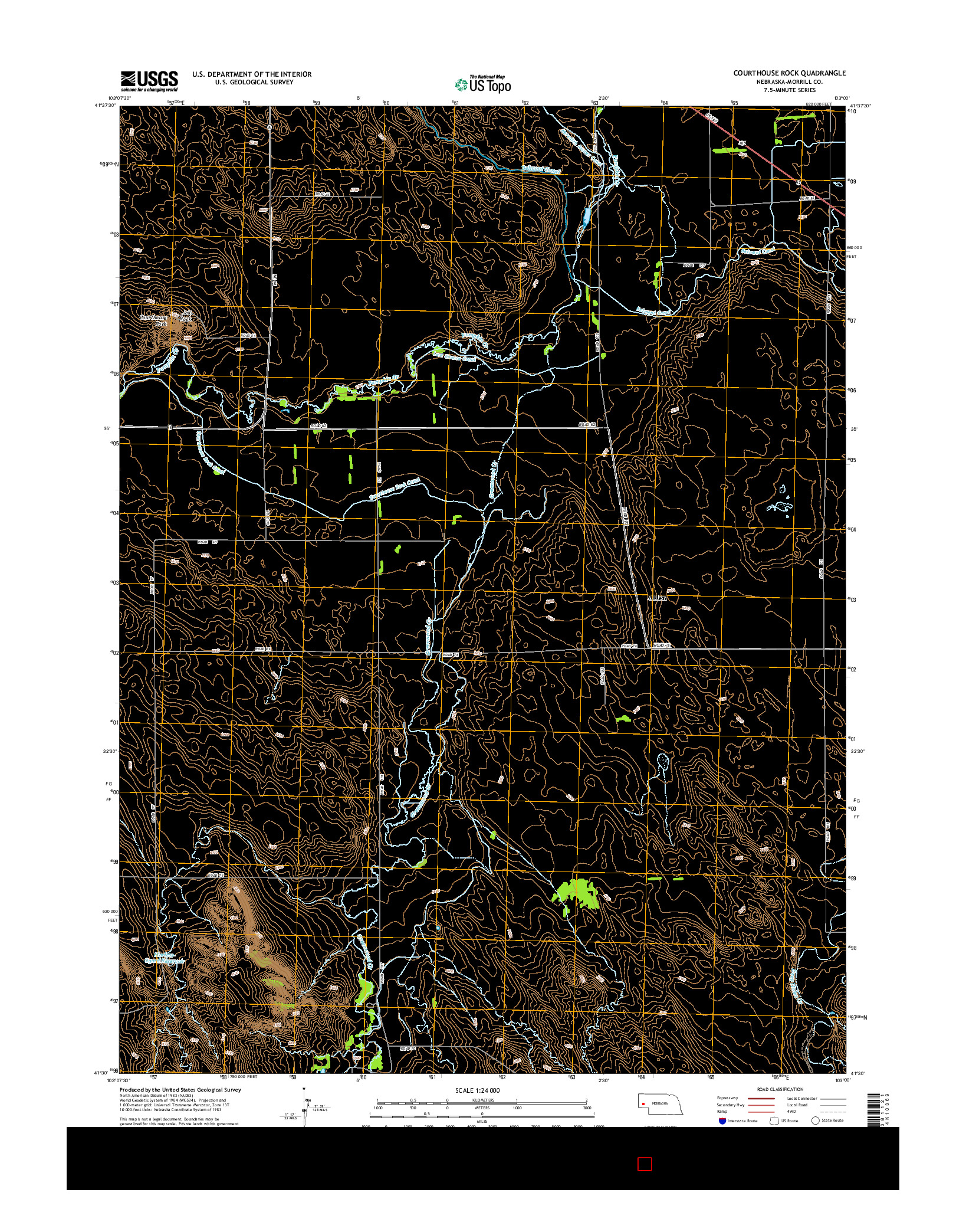 USGS US TOPO 7.5-MINUTE MAP FOR COURTHOUSE ROCK, NE 2014