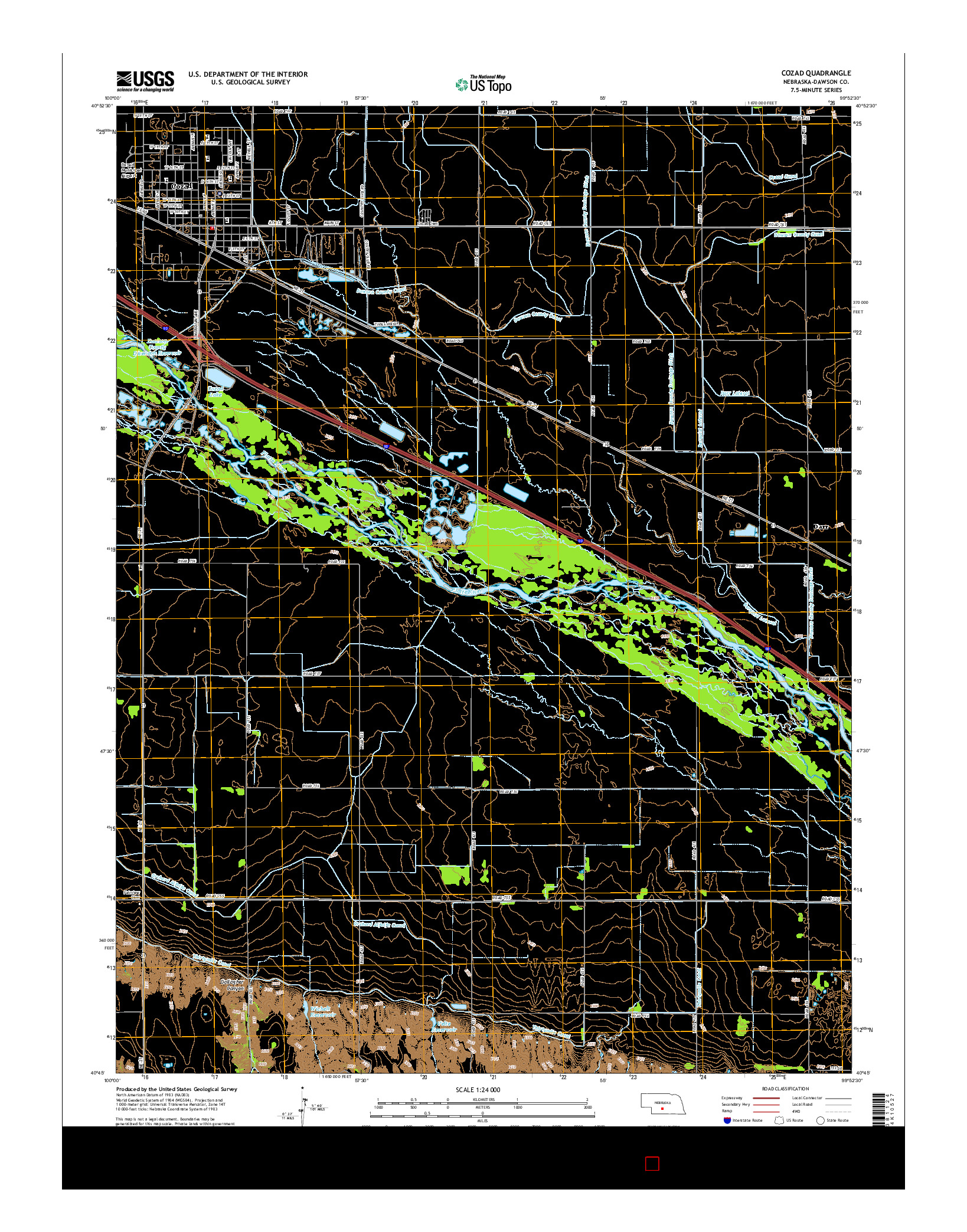 USGS US TOPO 7.5-MINUTE MAP FOR COZAD, NE 2014