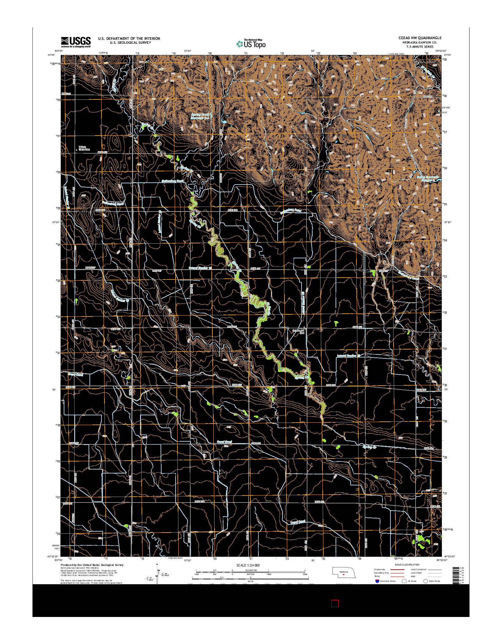 USGS US TOPO 7.5-MINUTE MAP FOR COZAD NW, NE 2014