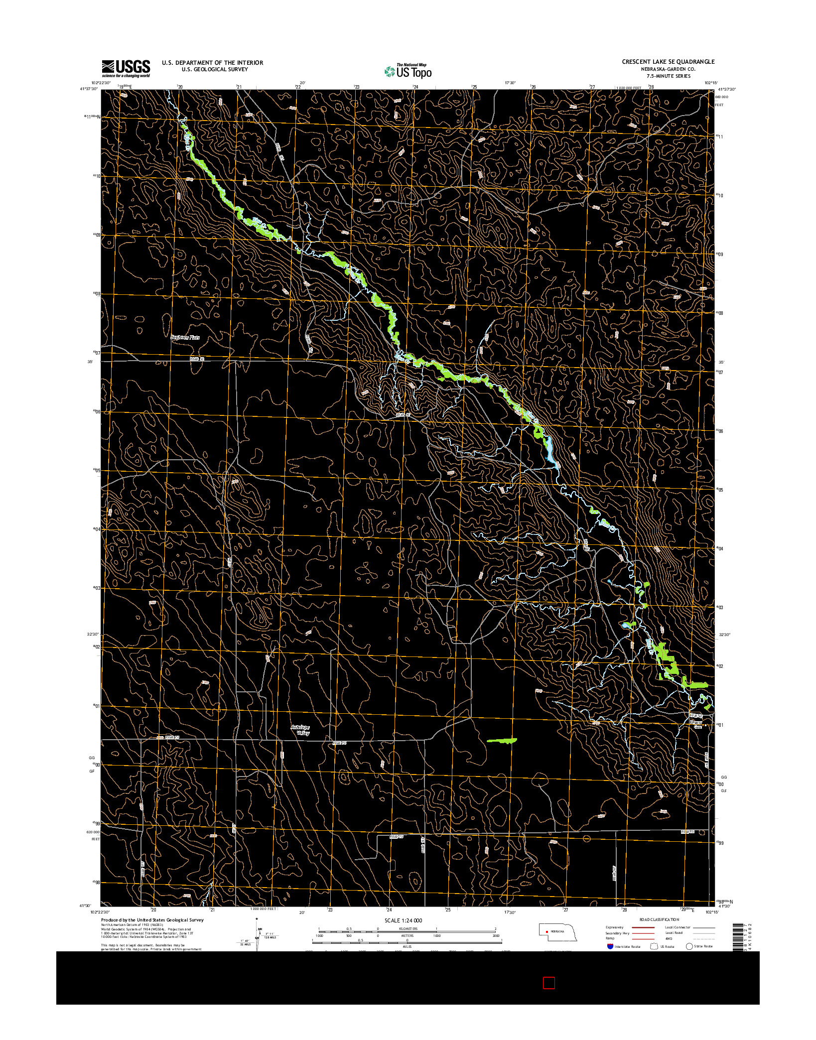 USGS US TOPO 7.5-MINUTE MAP FOR CRESCENT LAKE SE, NE 2014