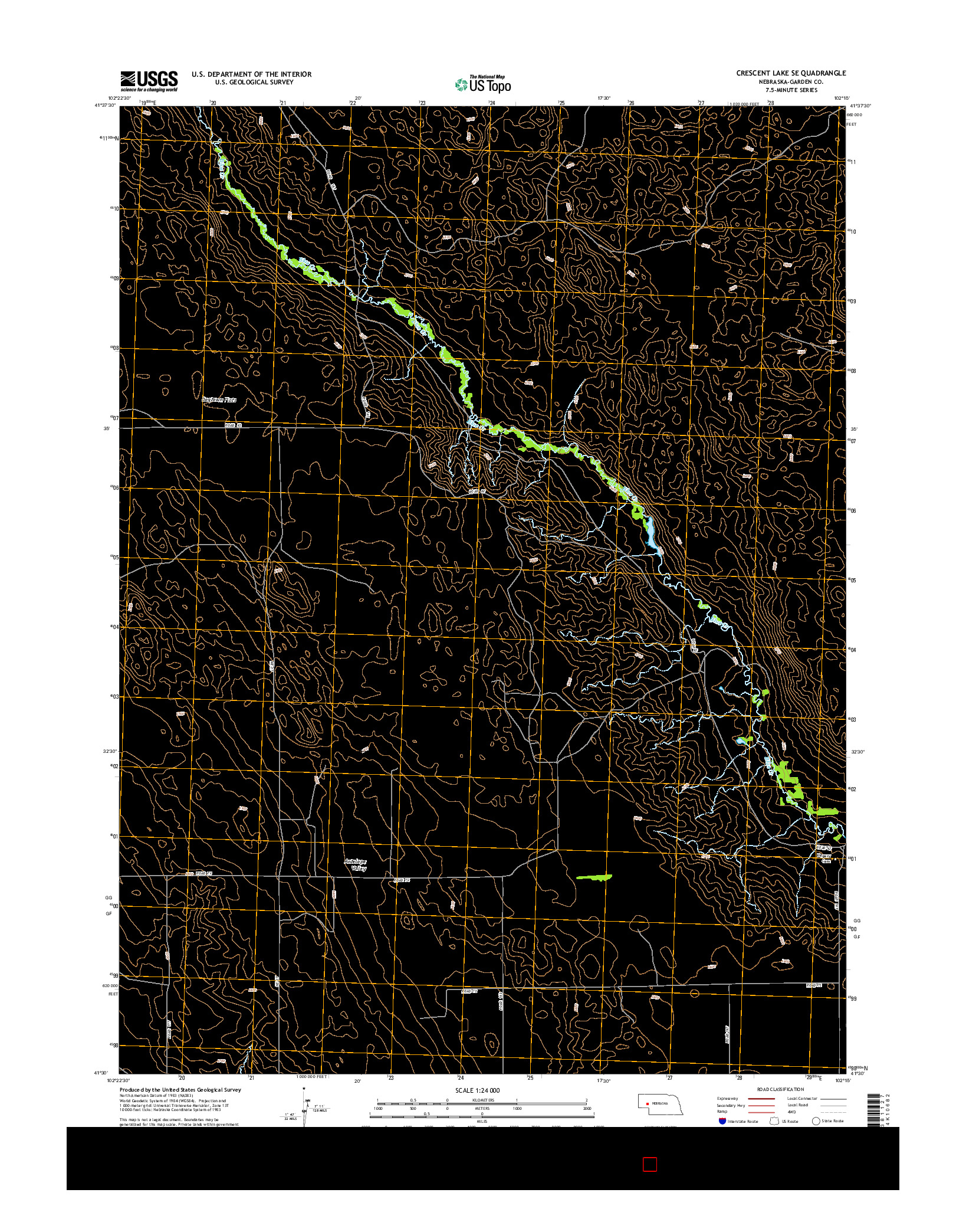USGS US TOPO 7.5-MINUTE MAP FOR CRESCENT LAKE SE, NE 2014