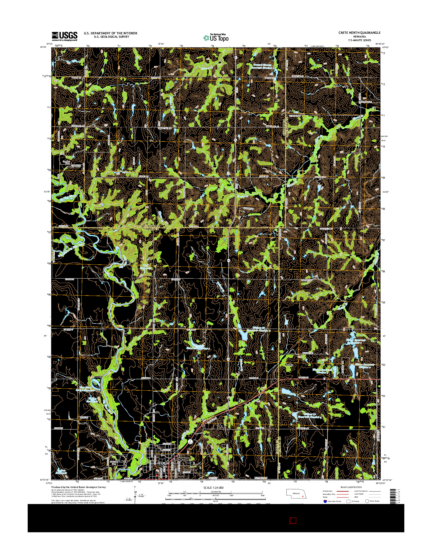 USGS US TOPO 7.5-MINUTE MAP FOR CRETE NORTH, NE 2014