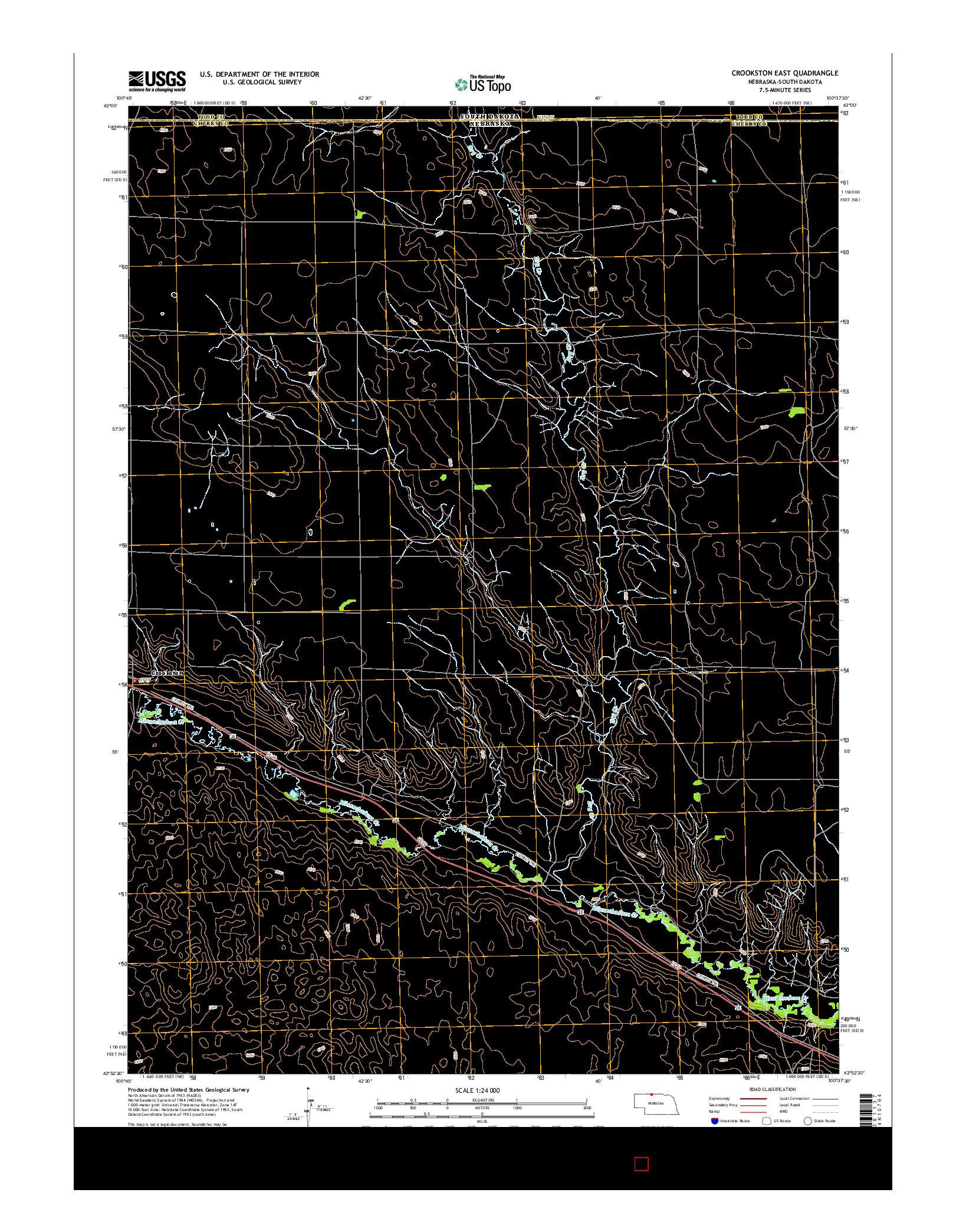 USGS US TOPO 7.5-MINUTE MAP FOR CROOKSTON EAST, NE-SD 2014