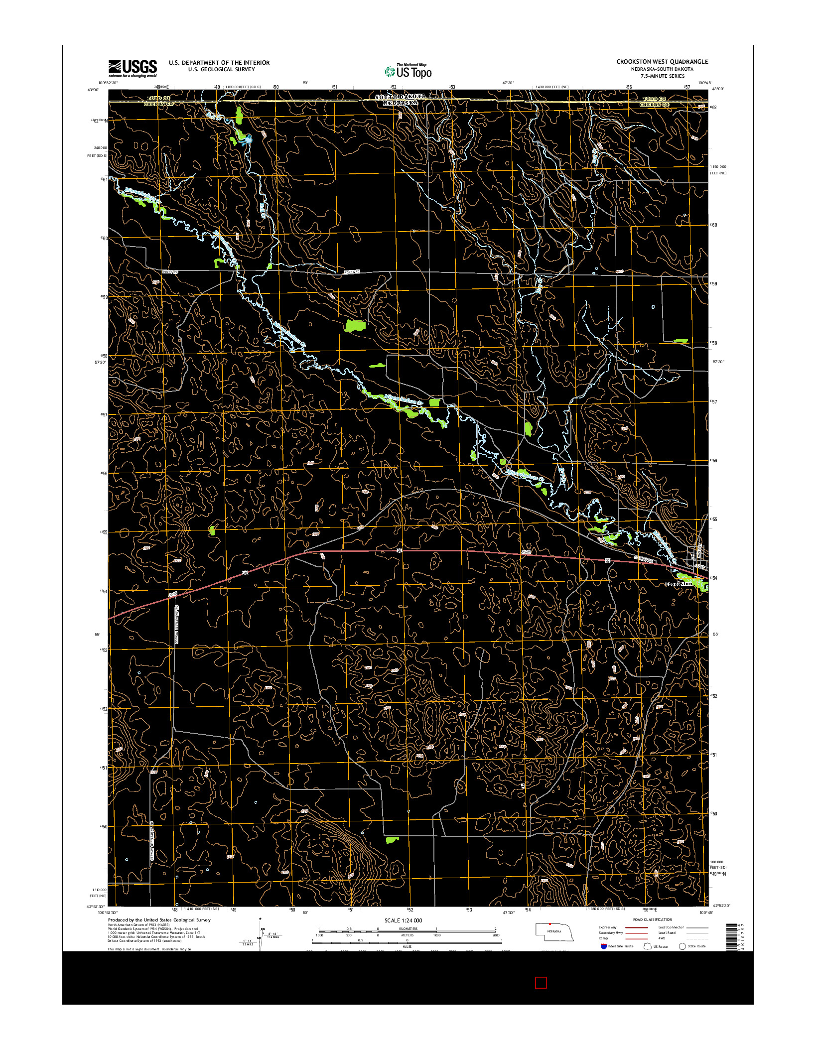 USGS US TOPO 7.5-MINUTE MAP FOR CROOKSTON WEST, NE-SD 2014