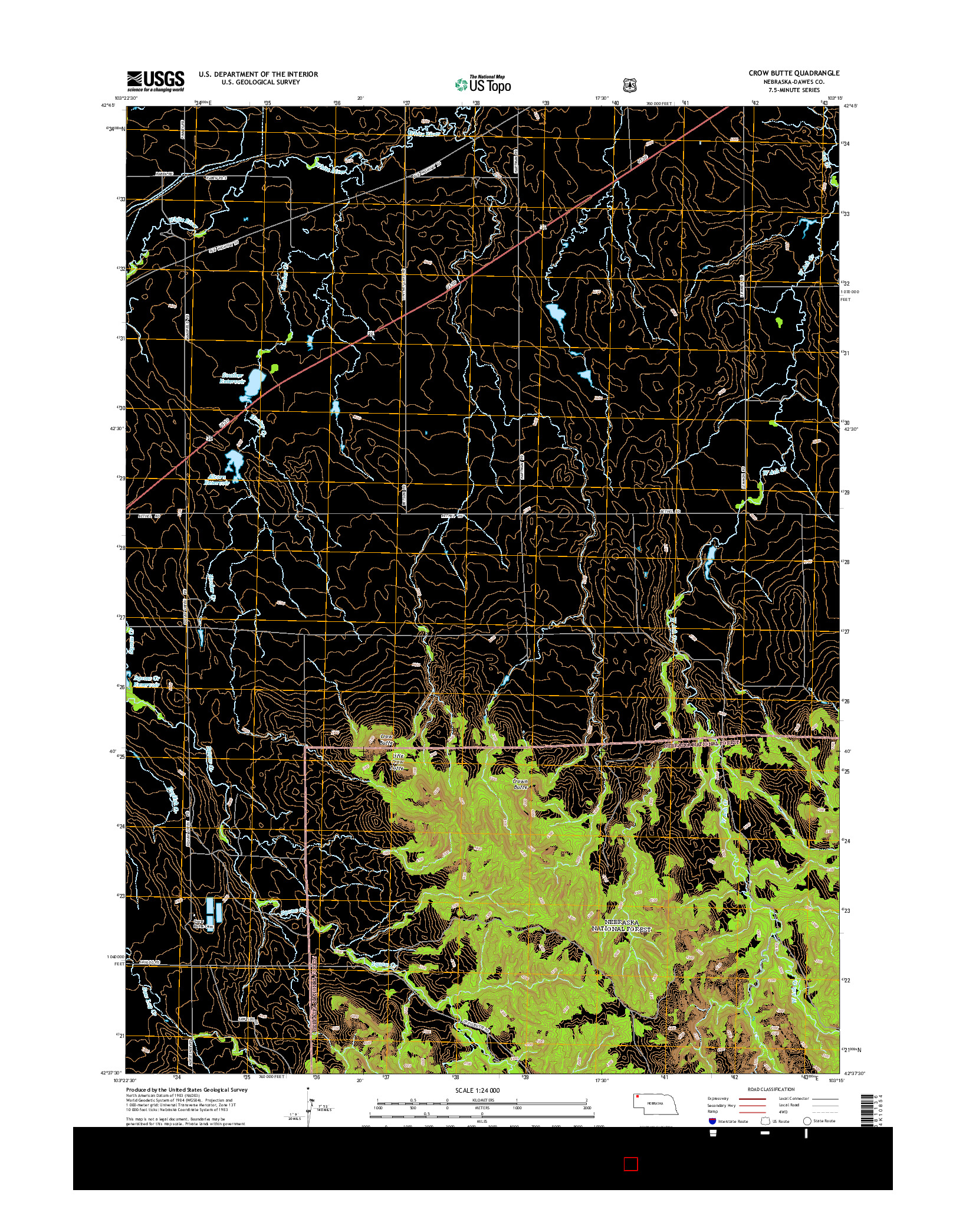 USGS US TOPO 7.5-MINUTE MAP FOR CROW BUTTE, NE 2014