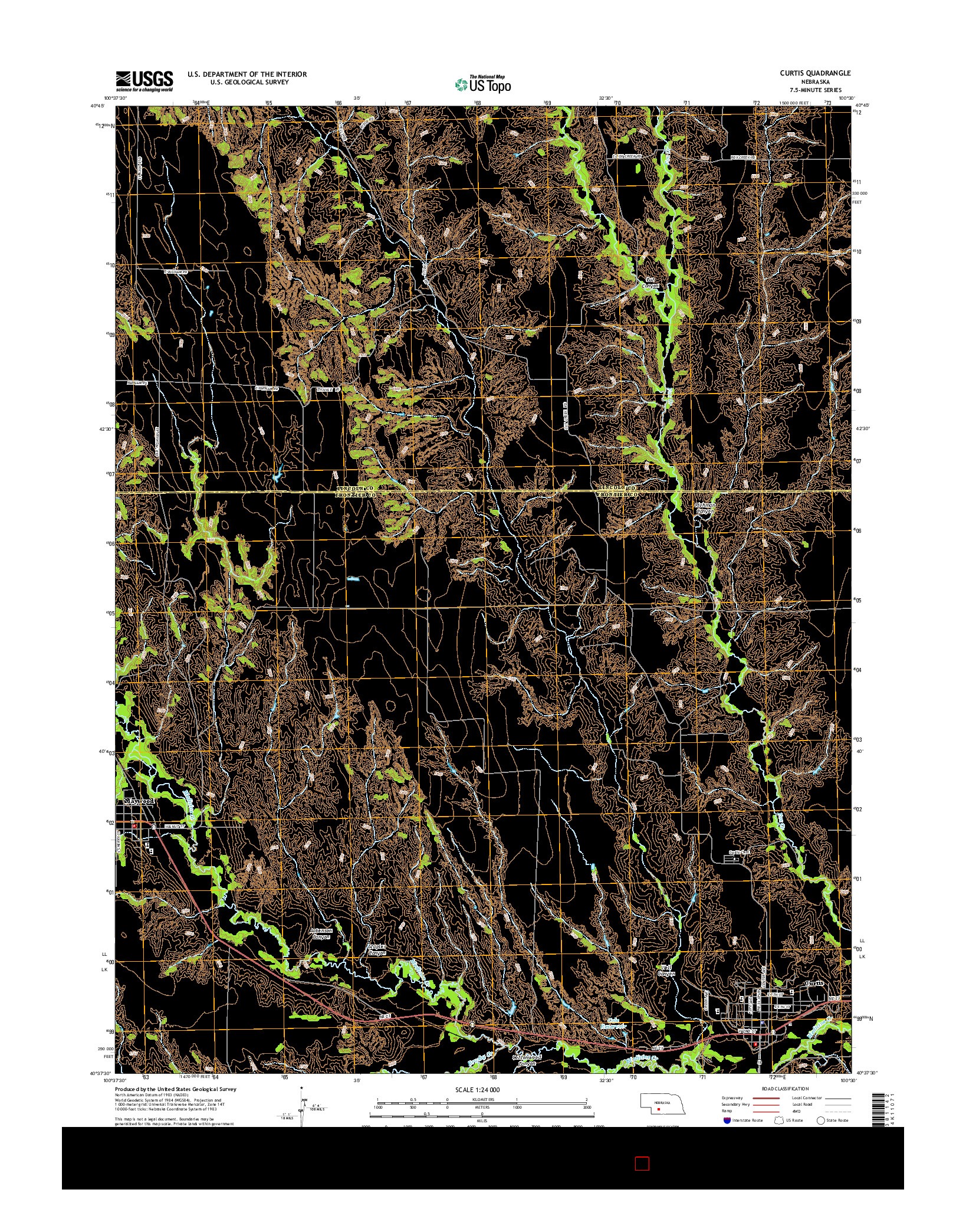 USGS US TOPO 7.5-MINUTE MAP FOR CURTIS, NE 2014