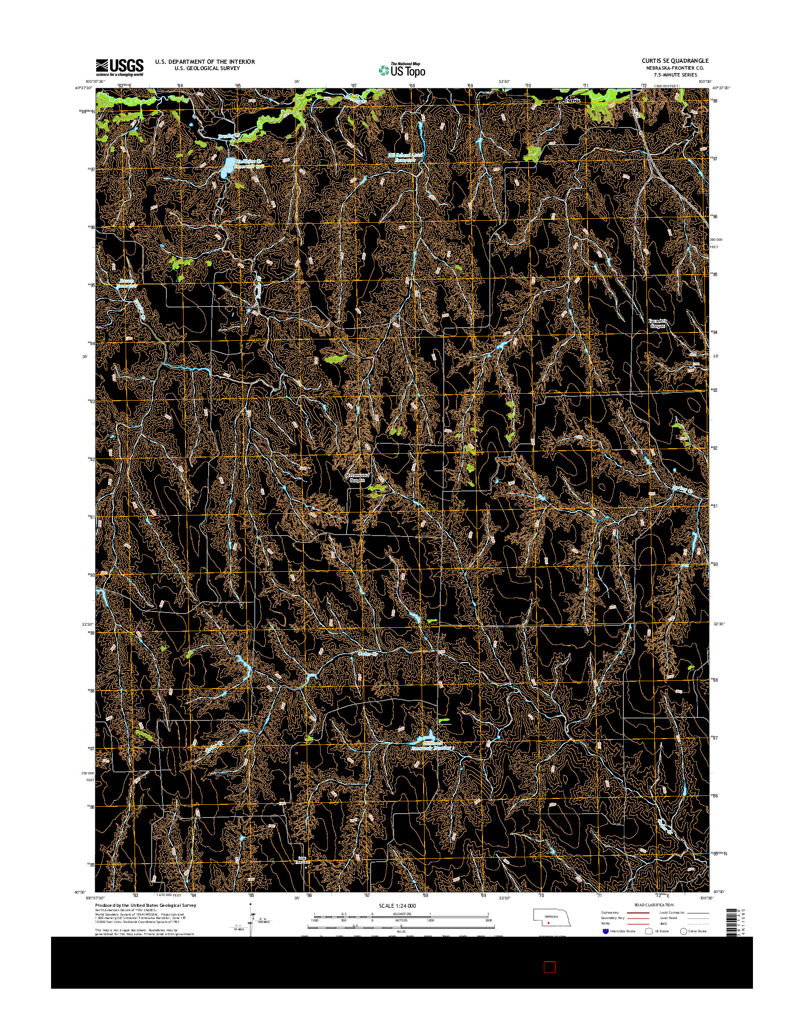 USGS US TOPO 7.5-MINUTE MAP FOR CURTIS SE, NE 2014