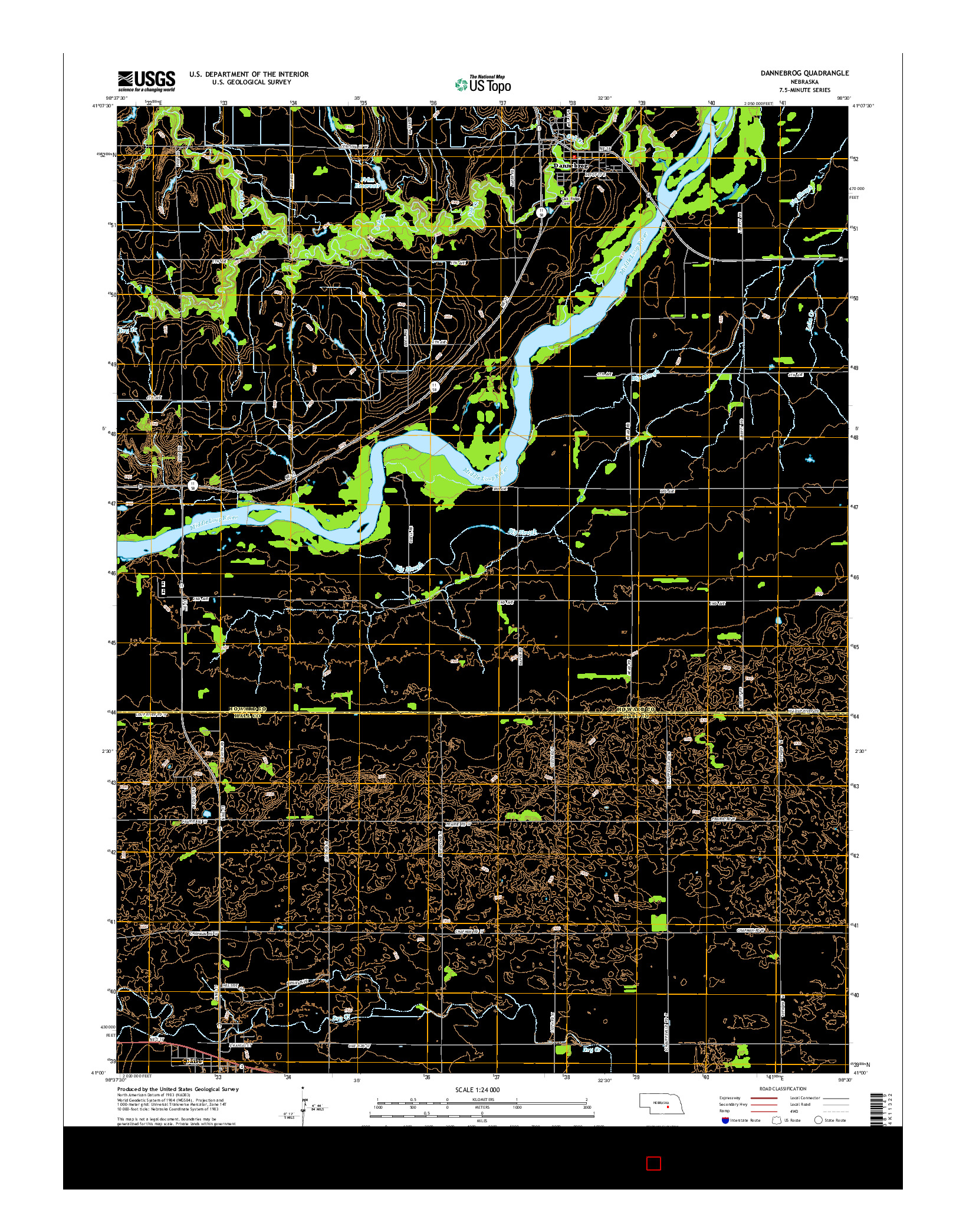 USGS US TOPO 7.5-MINUTE MAP FOR DANNEBROG, NE 2014