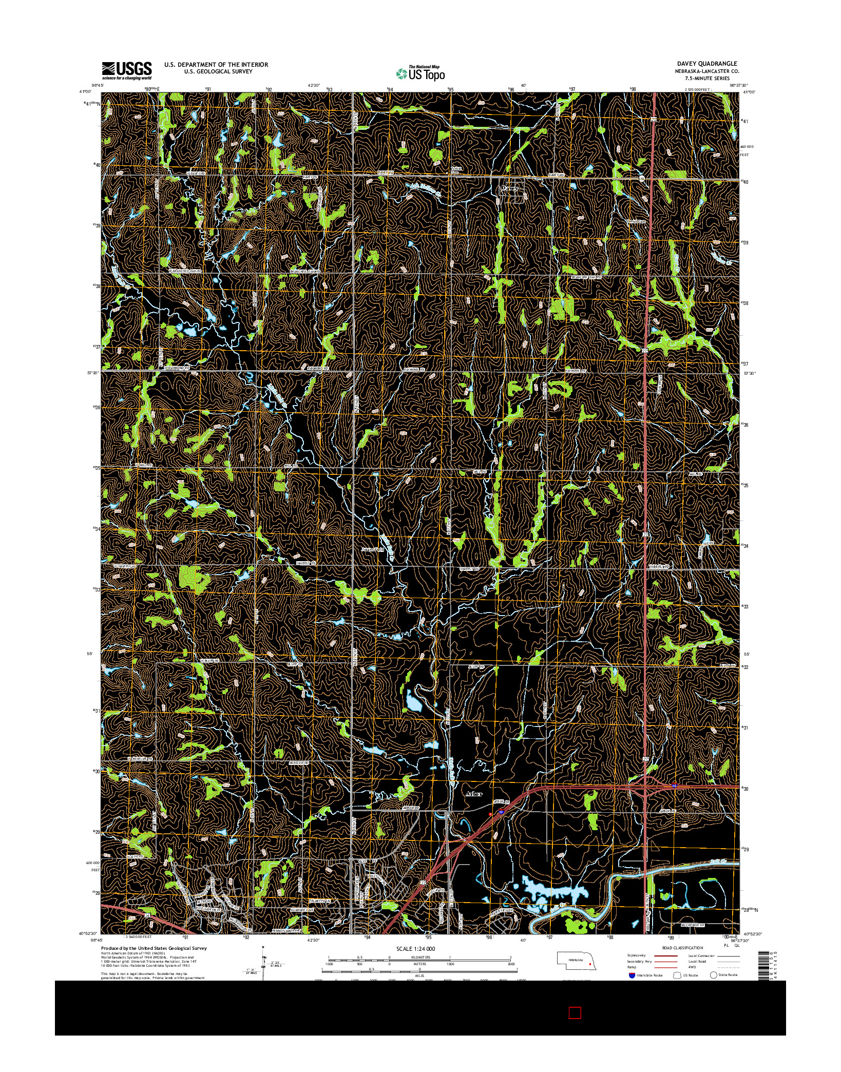 USGS US TOPO 7.5-MINUTE MAP FOR DAVEY, NE 2014