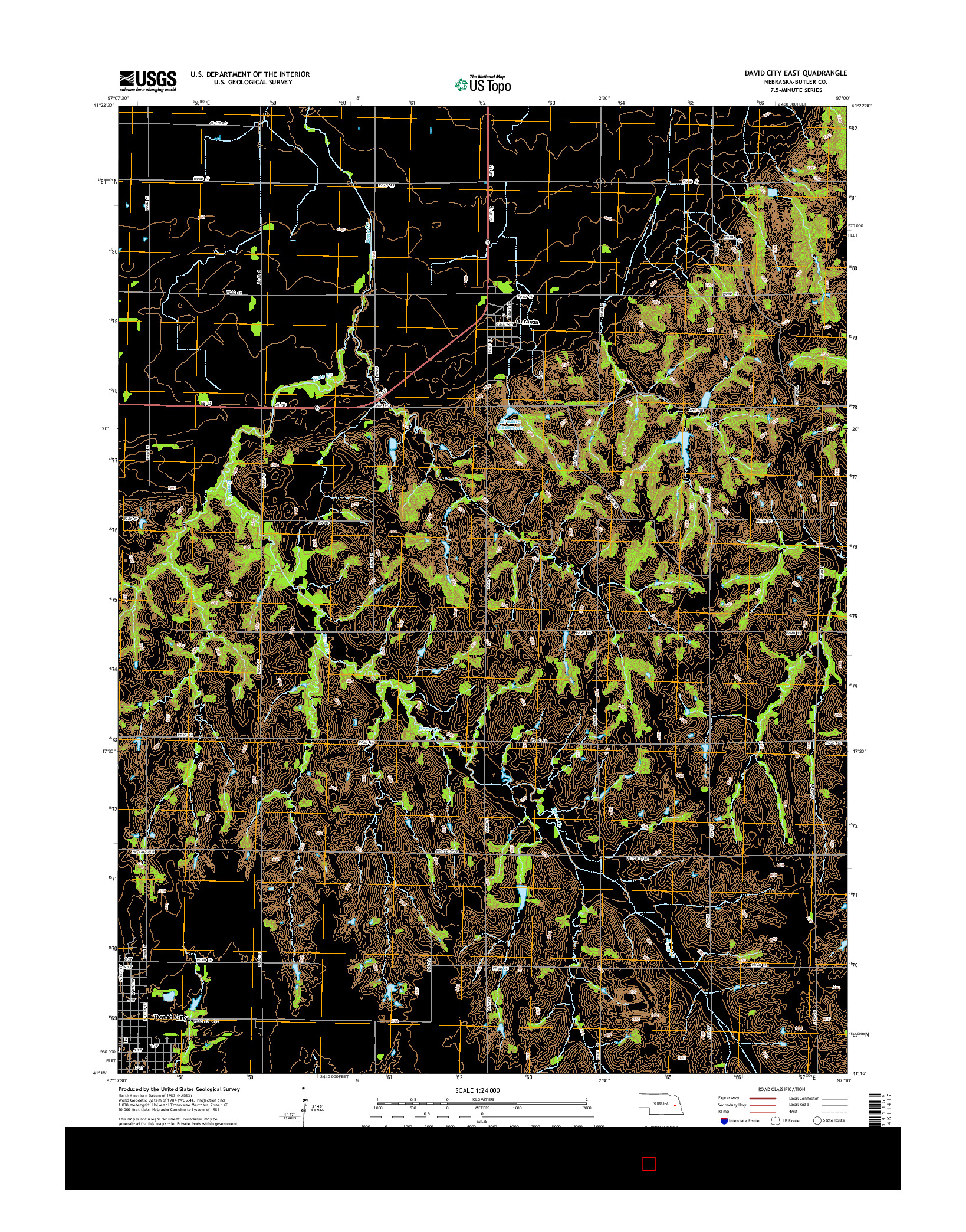 USGS US TOPO 7.5-MINUTE MAP FOR DAVID CITY EAST, NE 2014