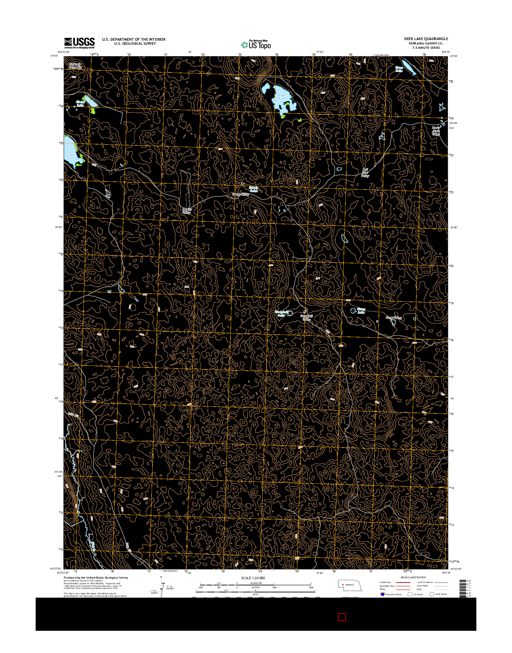 USGS US TOPO 7.5-MINUTE MAP FOR DEER LAKE, NE 2014