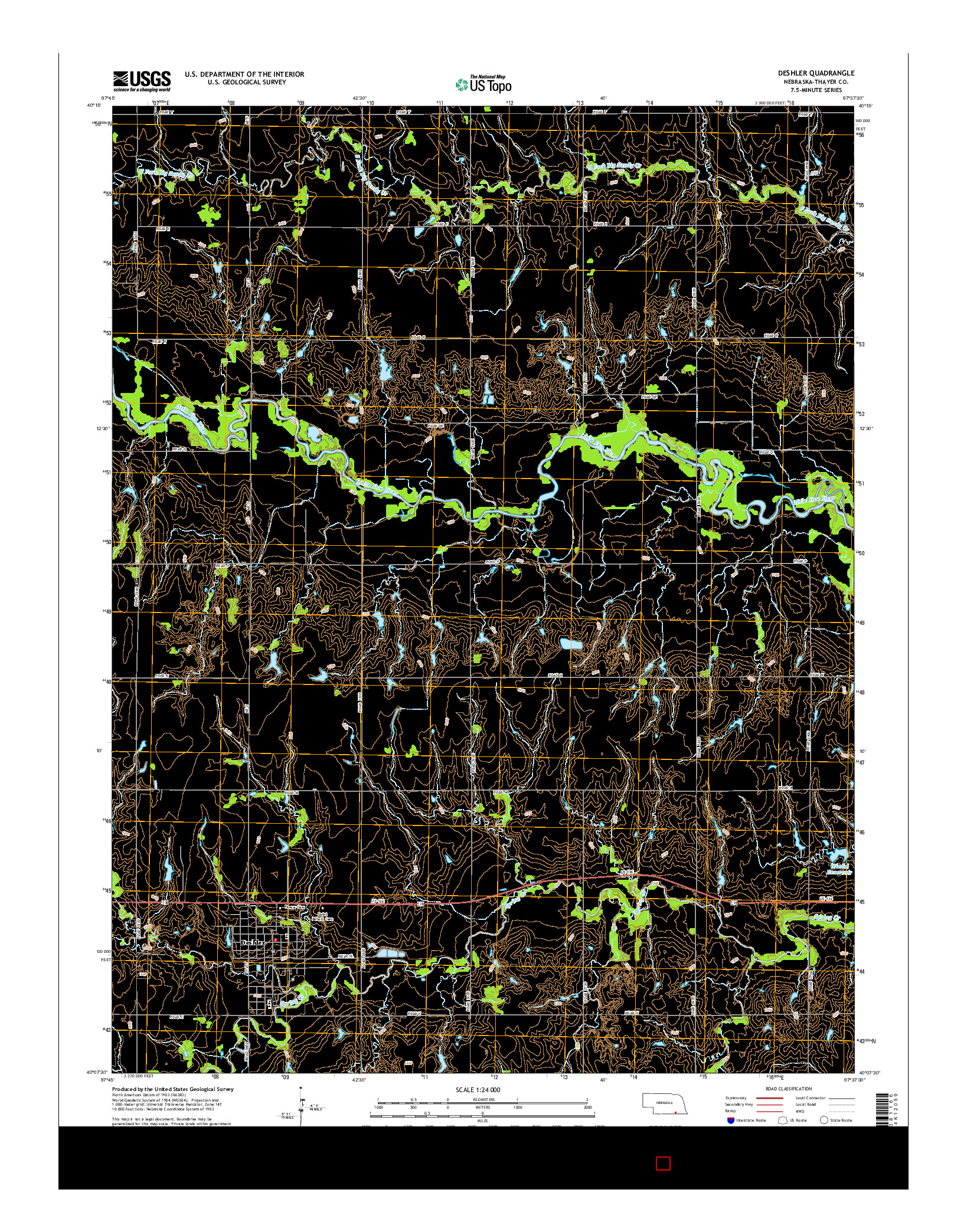 USGS US TOPO 7.5-MINUTE MAP FOR DESHLER, NE 2014