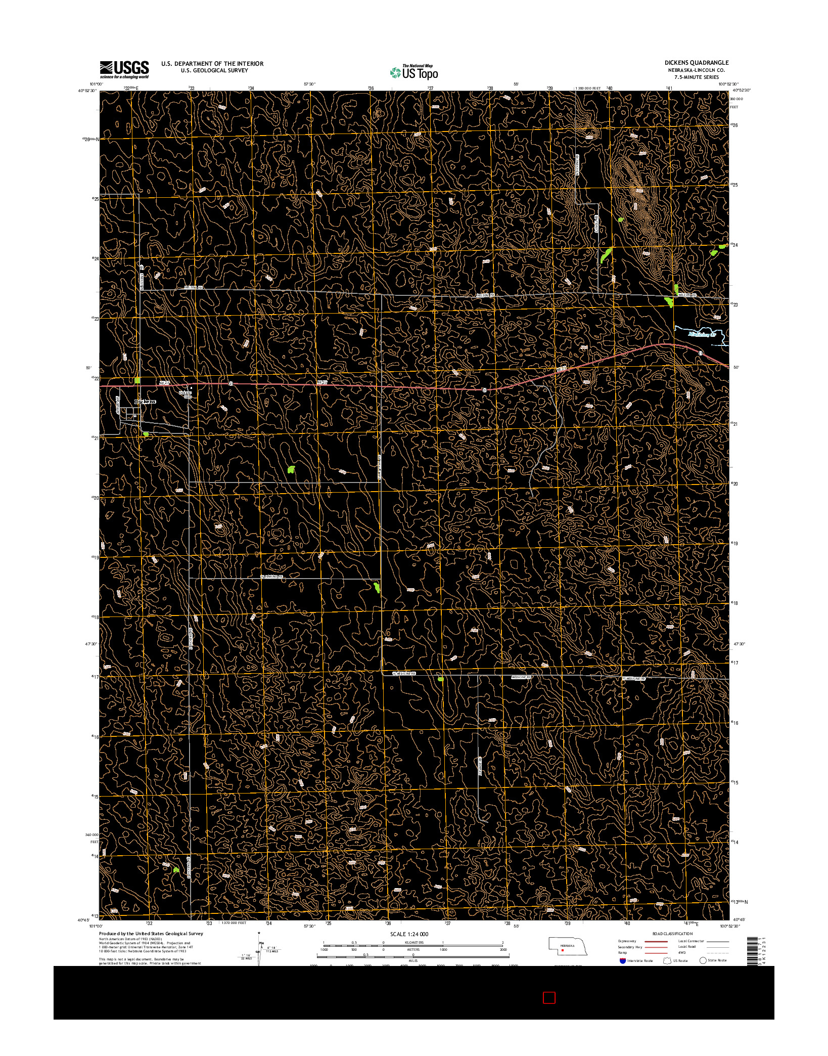 USGS US TOPO 7.5-MINUTE MAP FOR DICKENS, NE 2014