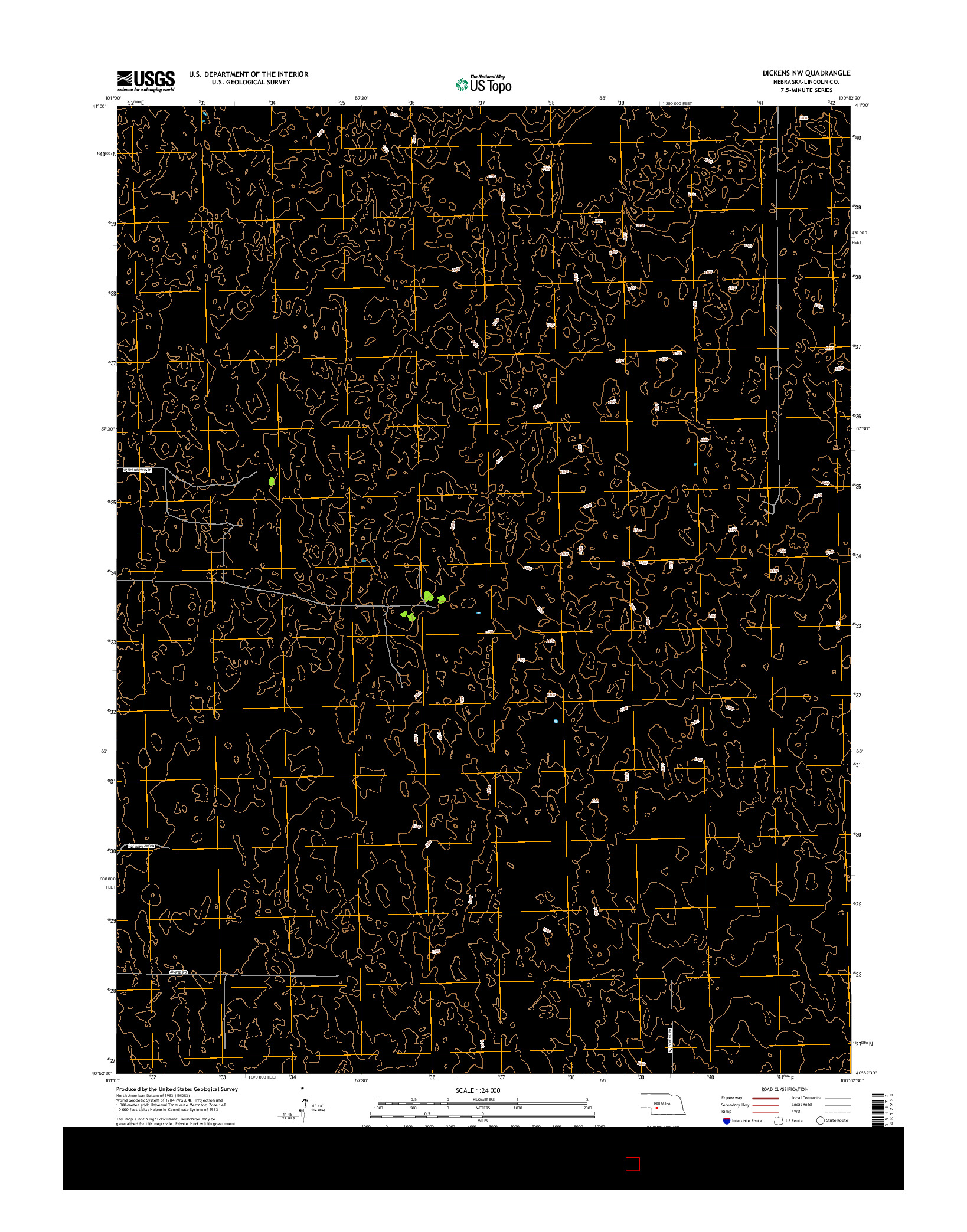 USGS US TOPO 7.5-MINUTE MAP FOR DICKENS NW, NE 2014