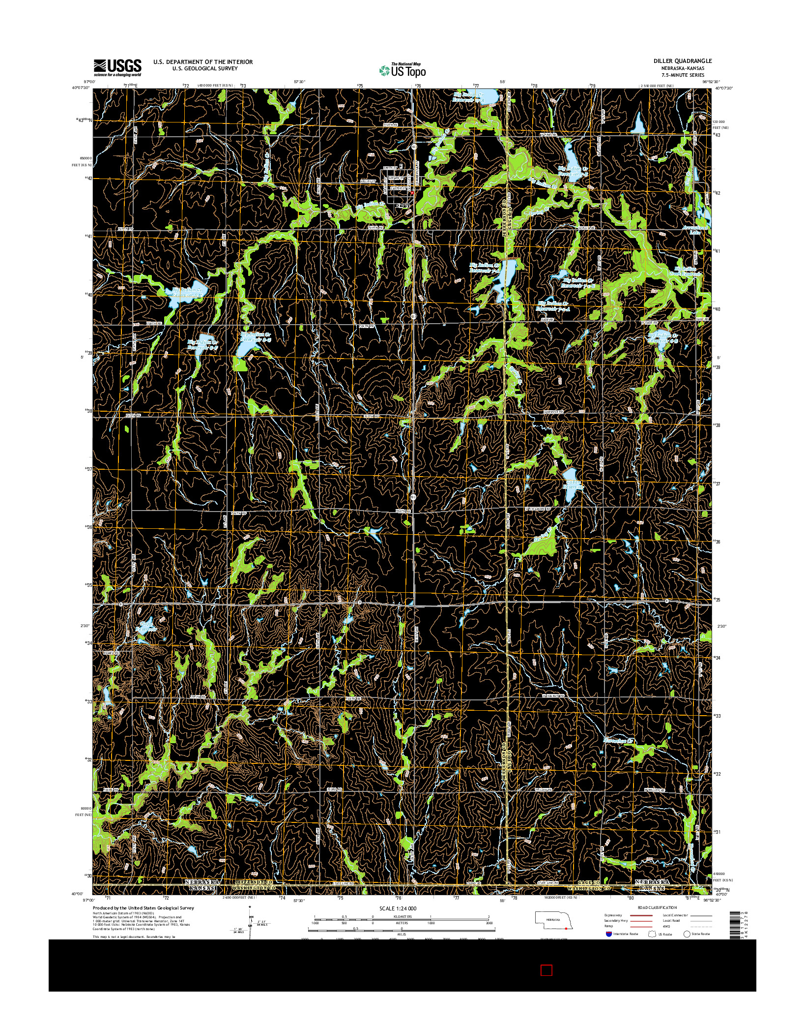 USGS US TOPO 7.5-MINUTE MAP FOR DILLER, NE-KS 2014