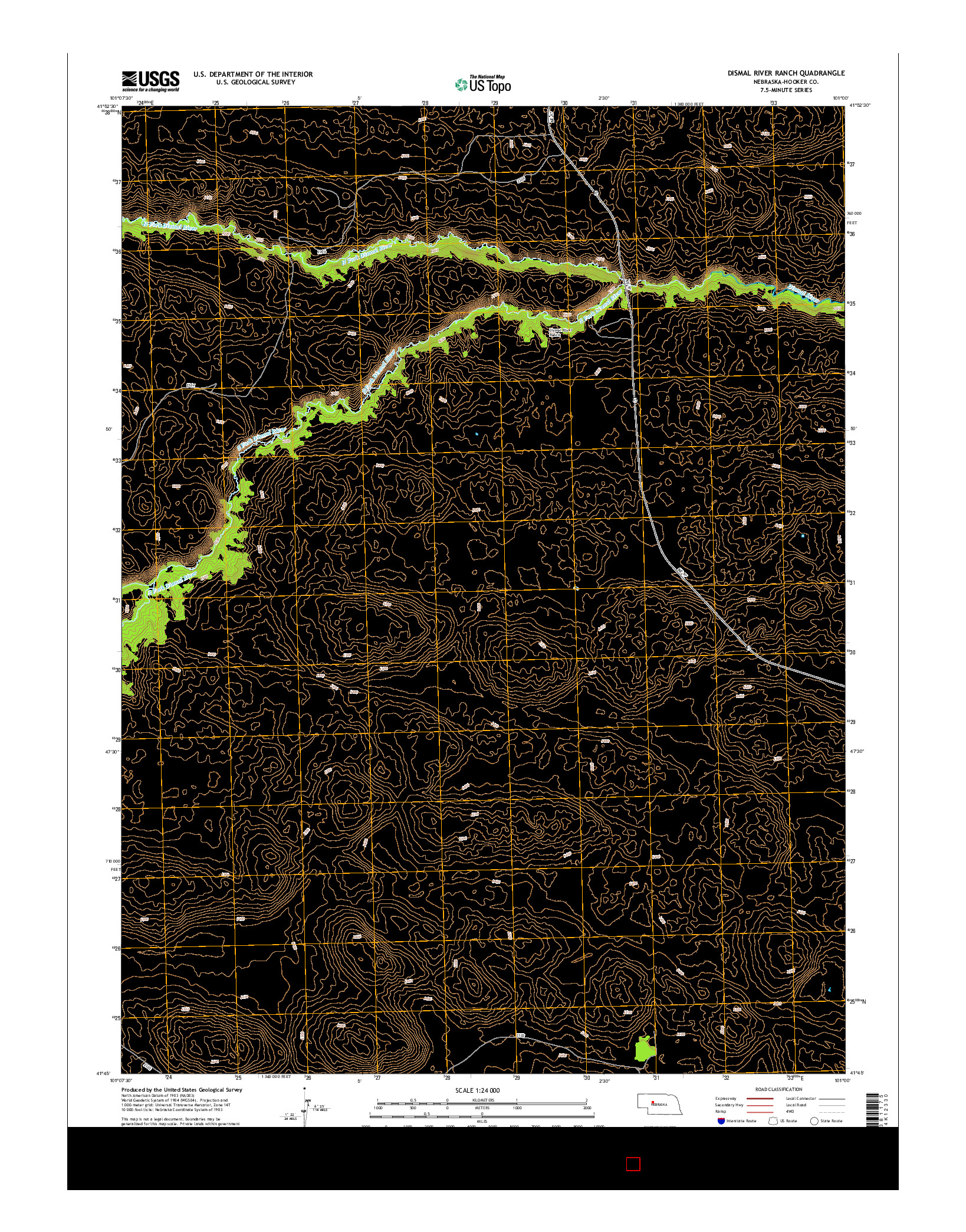 USGS US TOPO 7.5-MINUTE MAP FOR DISMAL RIVER RANCH, NE 2014