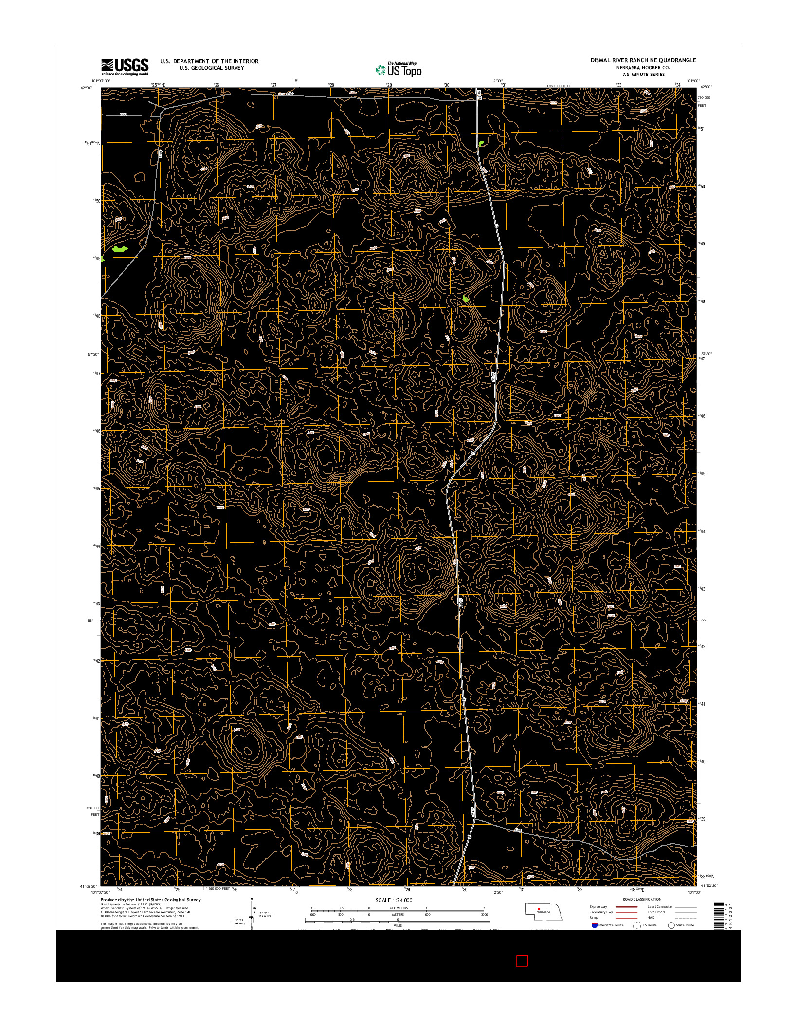 USGS US TOPO 7.5-MINUTE MAP FOR DISMAL RIVER RANCH NE, NE 2014