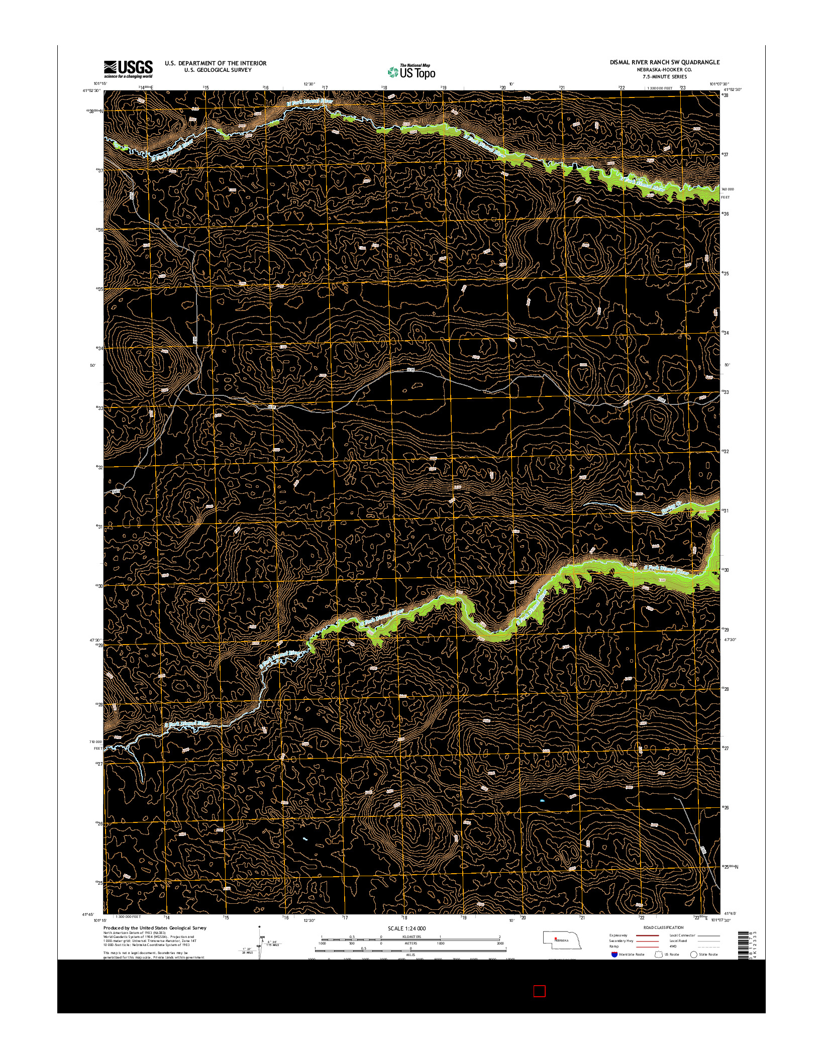 USGS US TOPO 7.5-MINUTE MAP FOR DISMAL RIVER RANCH SW, NE 2014