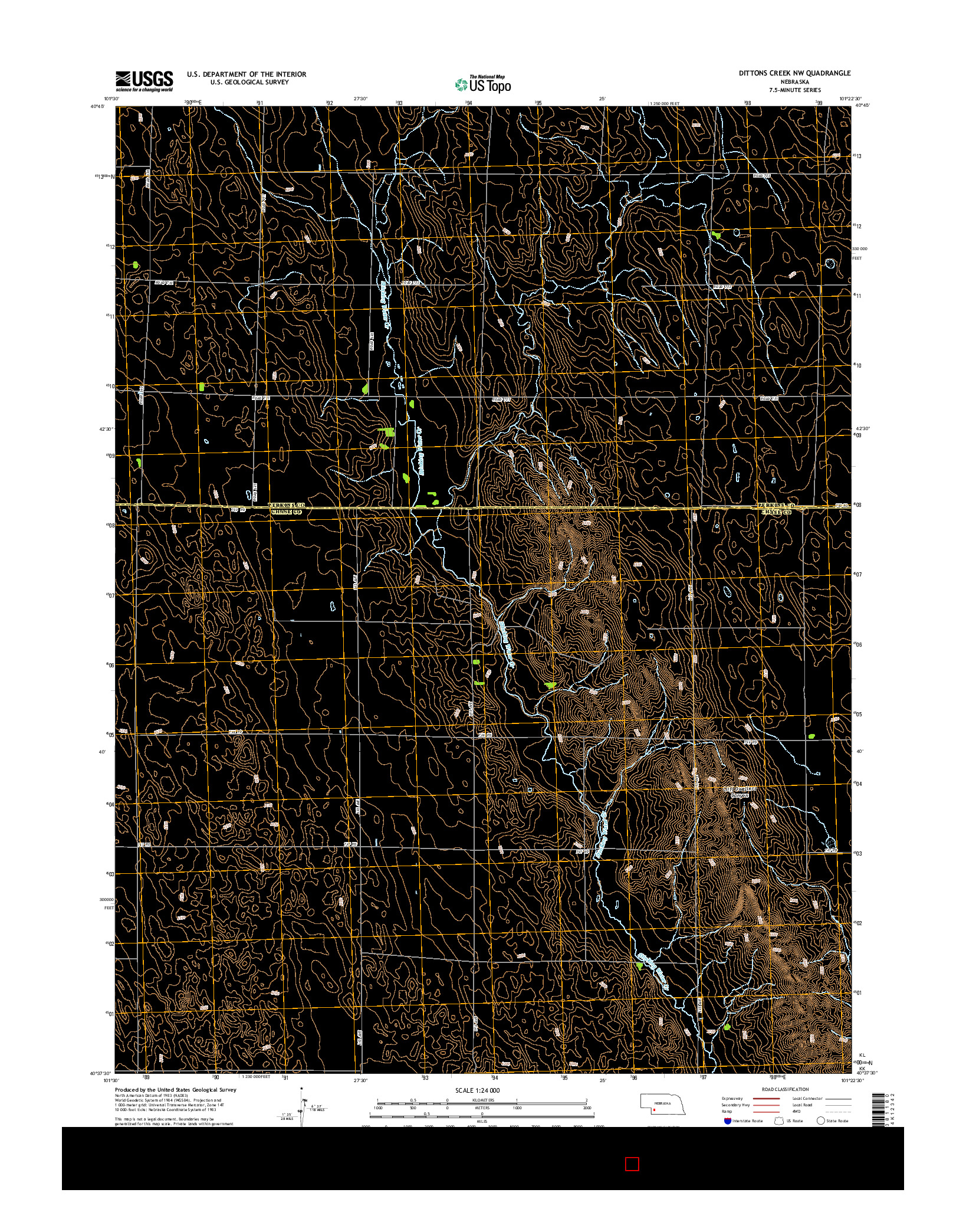 USGS US TOPO 7.5-MINUTE MAP FOR DITTONS CREEK NW, NE 2014