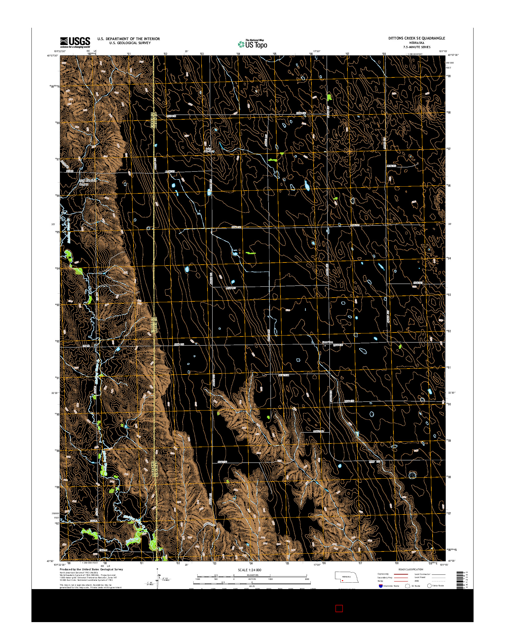 USGS US TOPO 7.5-MINUTE MAP FOR DITTONS CREEK SE, NE 2014