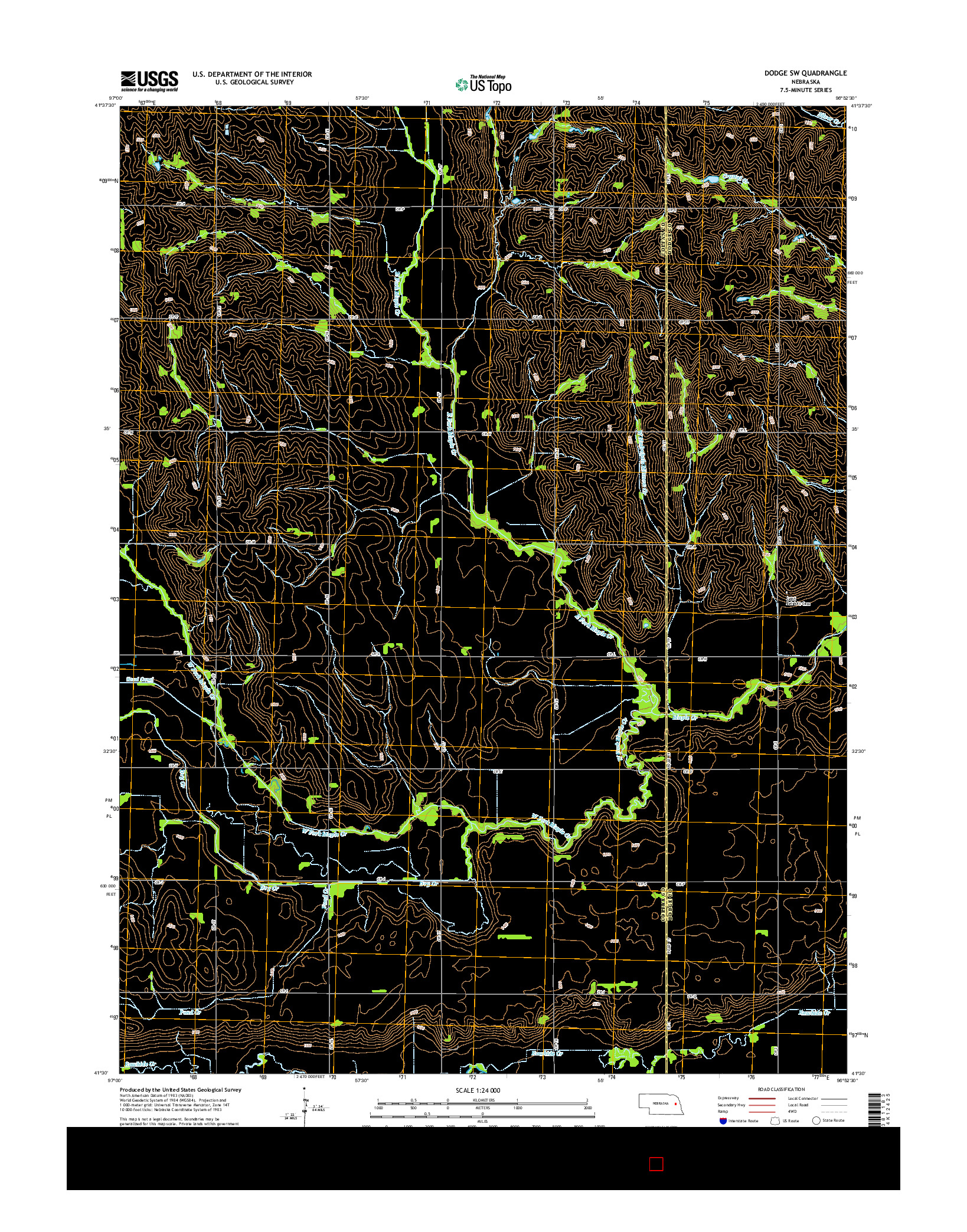USGS US TOPO 7.5-MINUTE MAP FOR DODGE SW, NE 2014