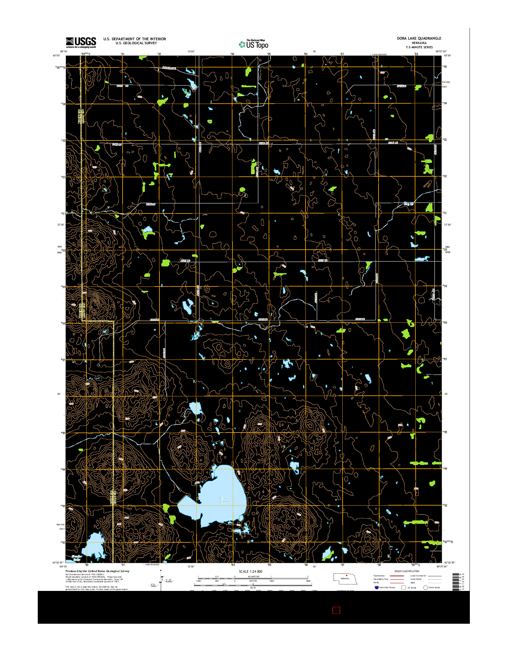USGS US TOPO 7.5-MINUTE MAP FOR DORA LAKE, NE 2014