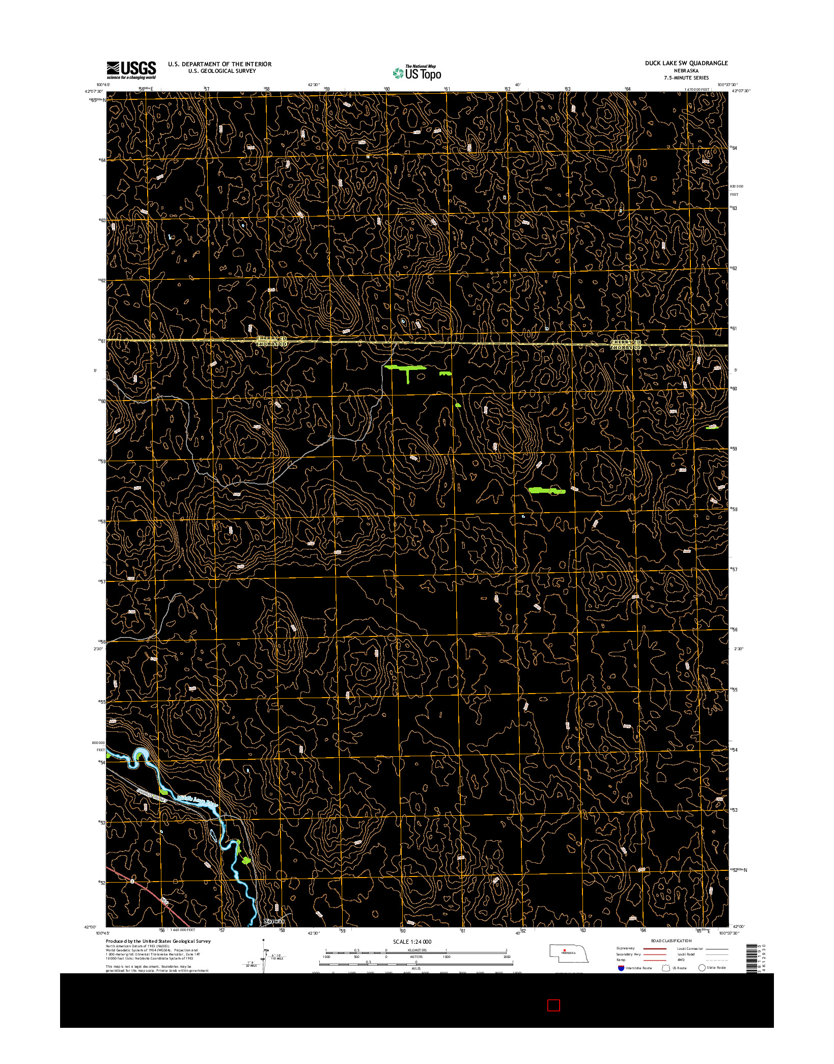 USGS US TOPO 7.5-MINUTE MAP FOR DUCK LAKE SW, NE 2014