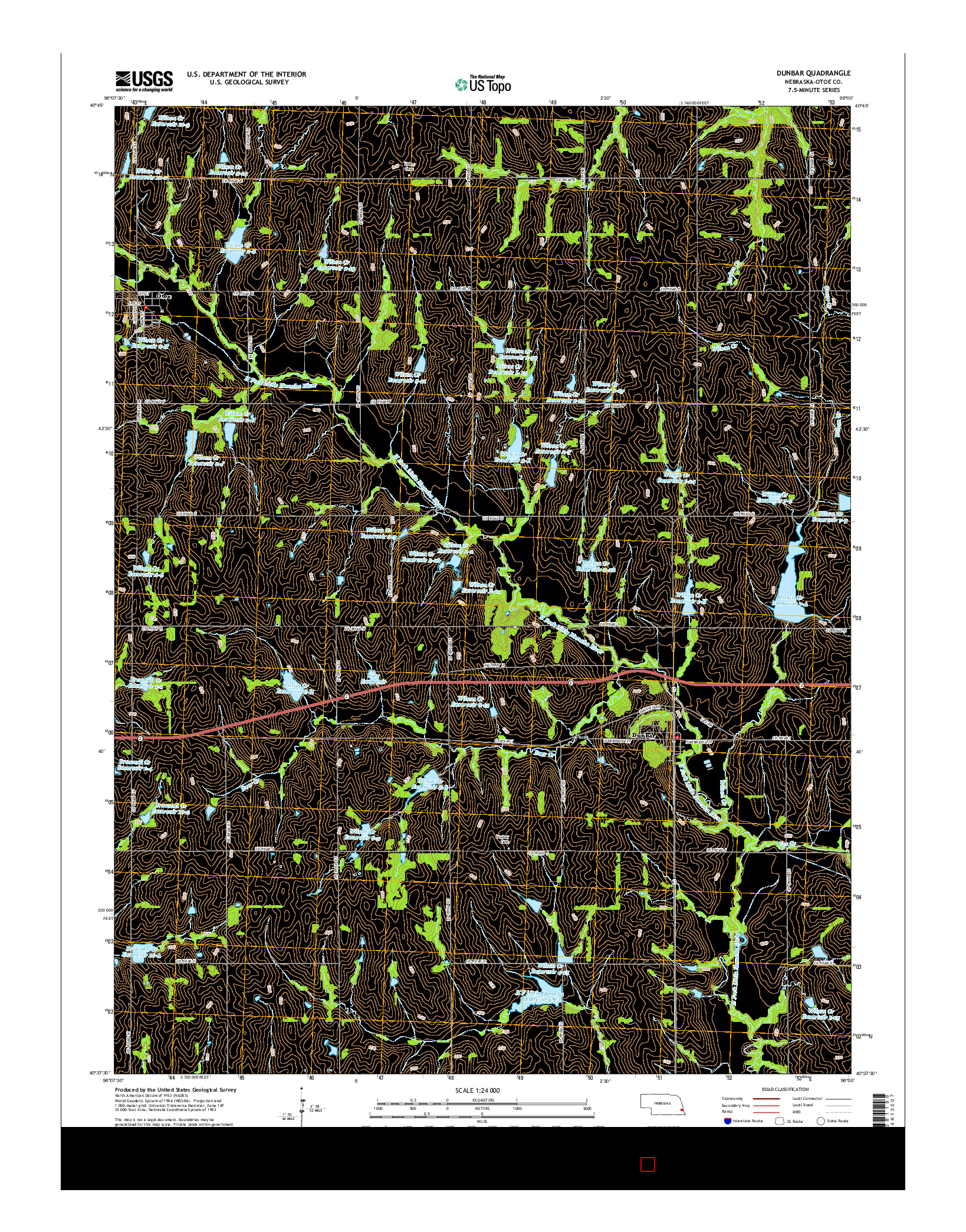 USGS US TOPO 7.5-MINUTE MAP FOR DUNBAR, NE 2014