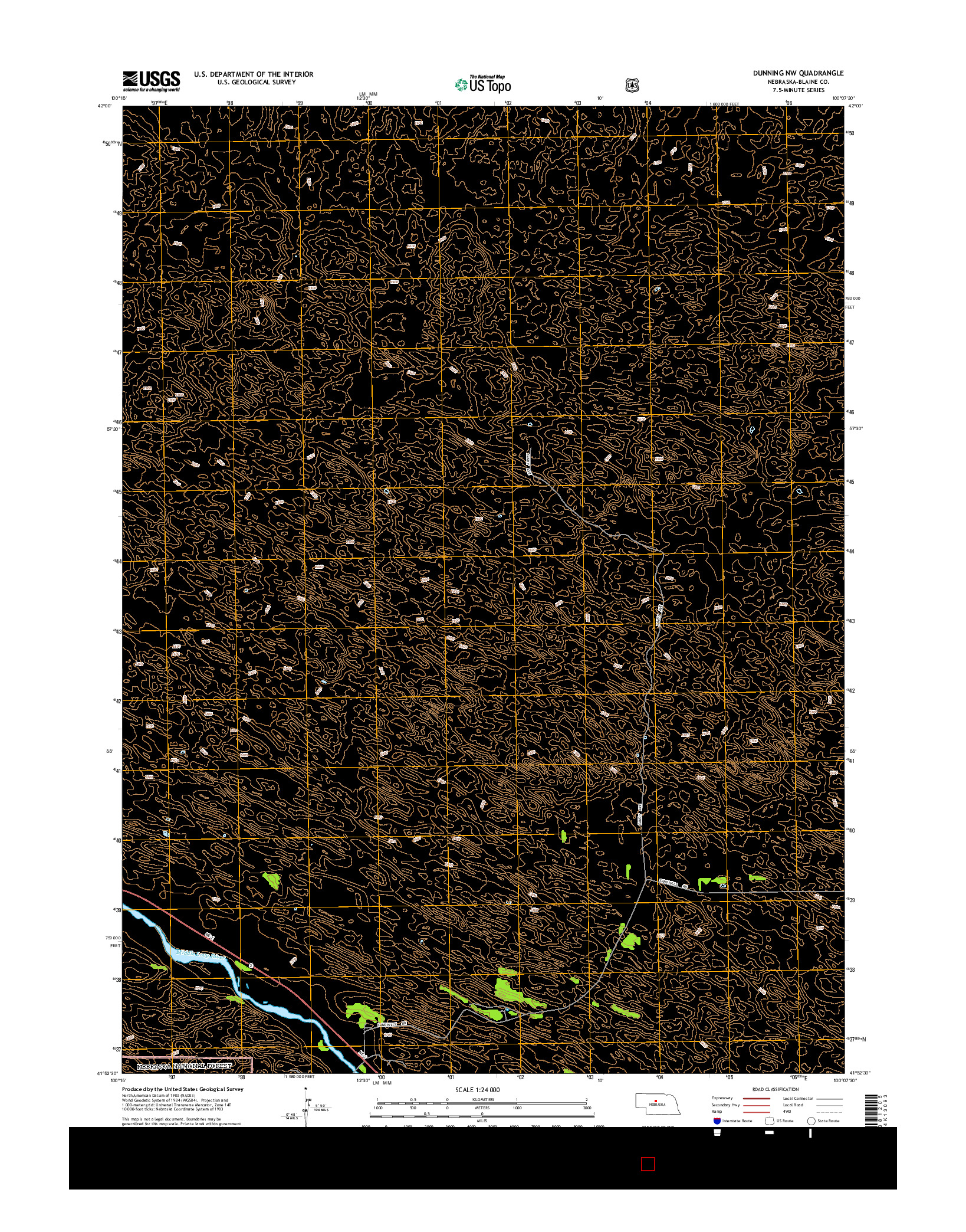 USGS US TOPO 7.5-MINUTE MAP FOR DUNNING NW, NE 2014