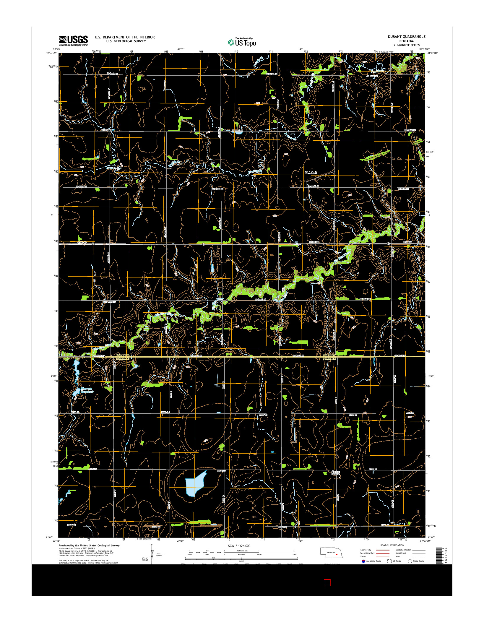 USGS US TOPO 7.5-MINUTE MAP FOR DURANT, NE 2014