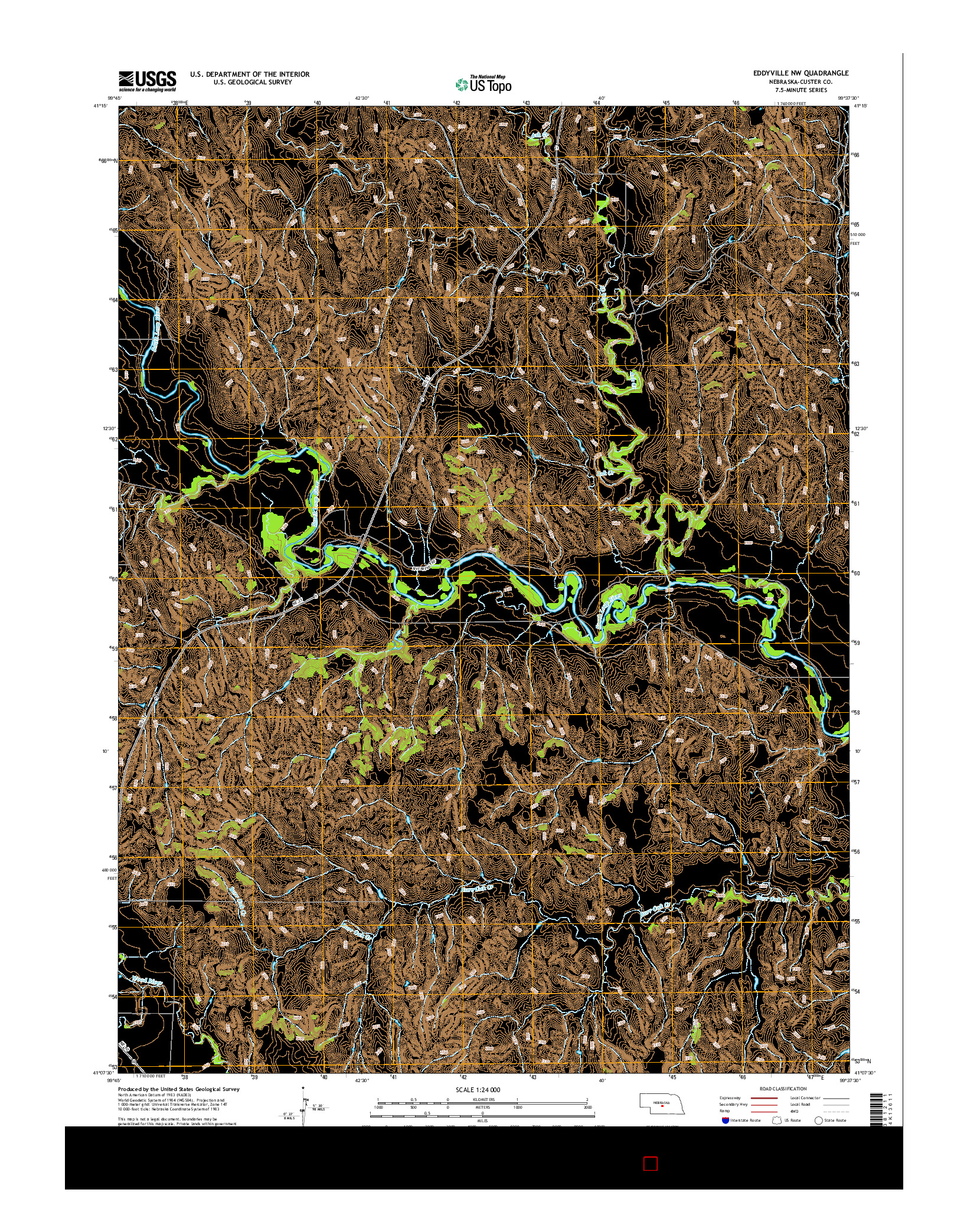 USGS US TOPO 7.5-MINUTE MAP FOR EDDYVILLE NW, NE 2014