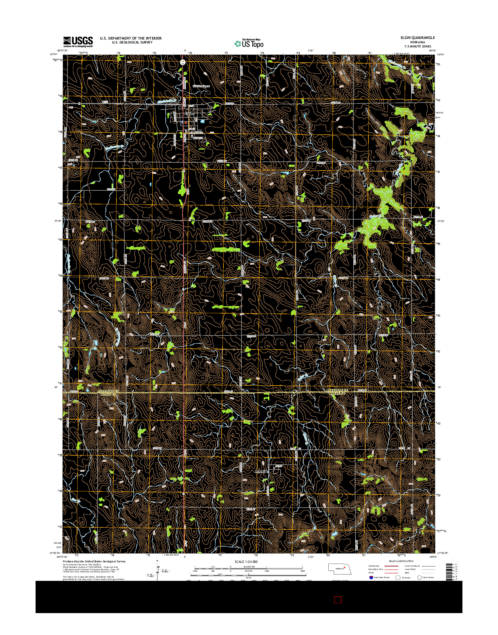 USGS US TOPO 7.5-MINUTE MAP FOR ELGIN, NE 2014