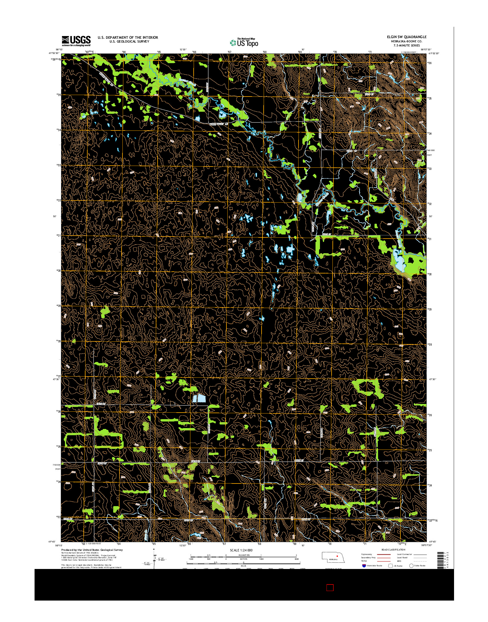 USGS US TOPO 7.5-MINUTE MAP FOR ELGIN SW, NE 2014