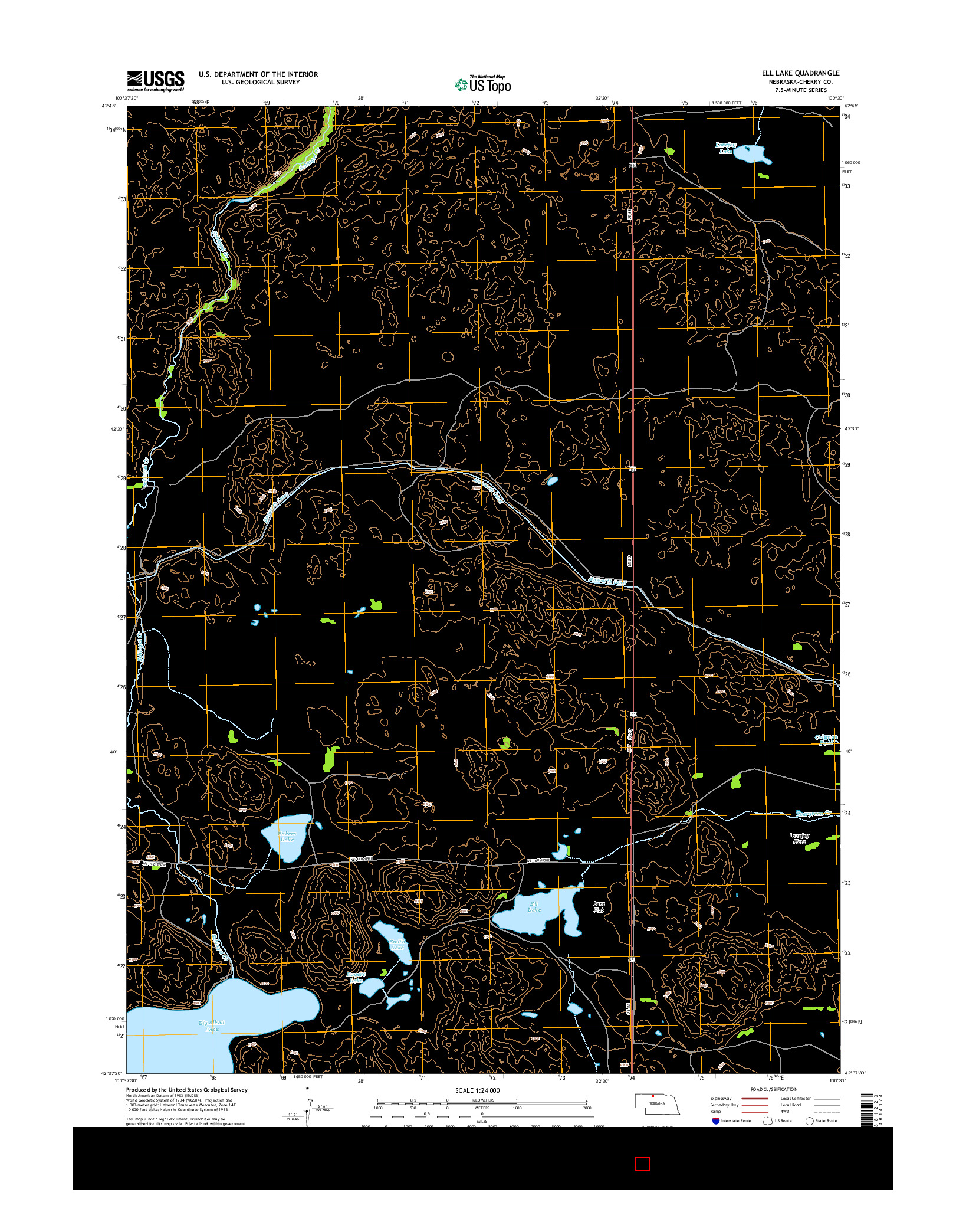 USGS US TOPO 7.5-MINUTE MAP FOR ELL LAKE, NE 2014