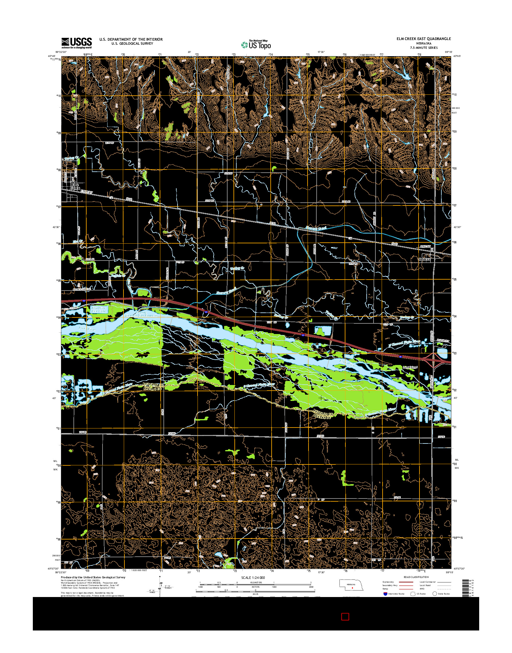 USGS US TOPO 7.5-MINUTE MAP FOR ELM CREEK EAST, NE 2014