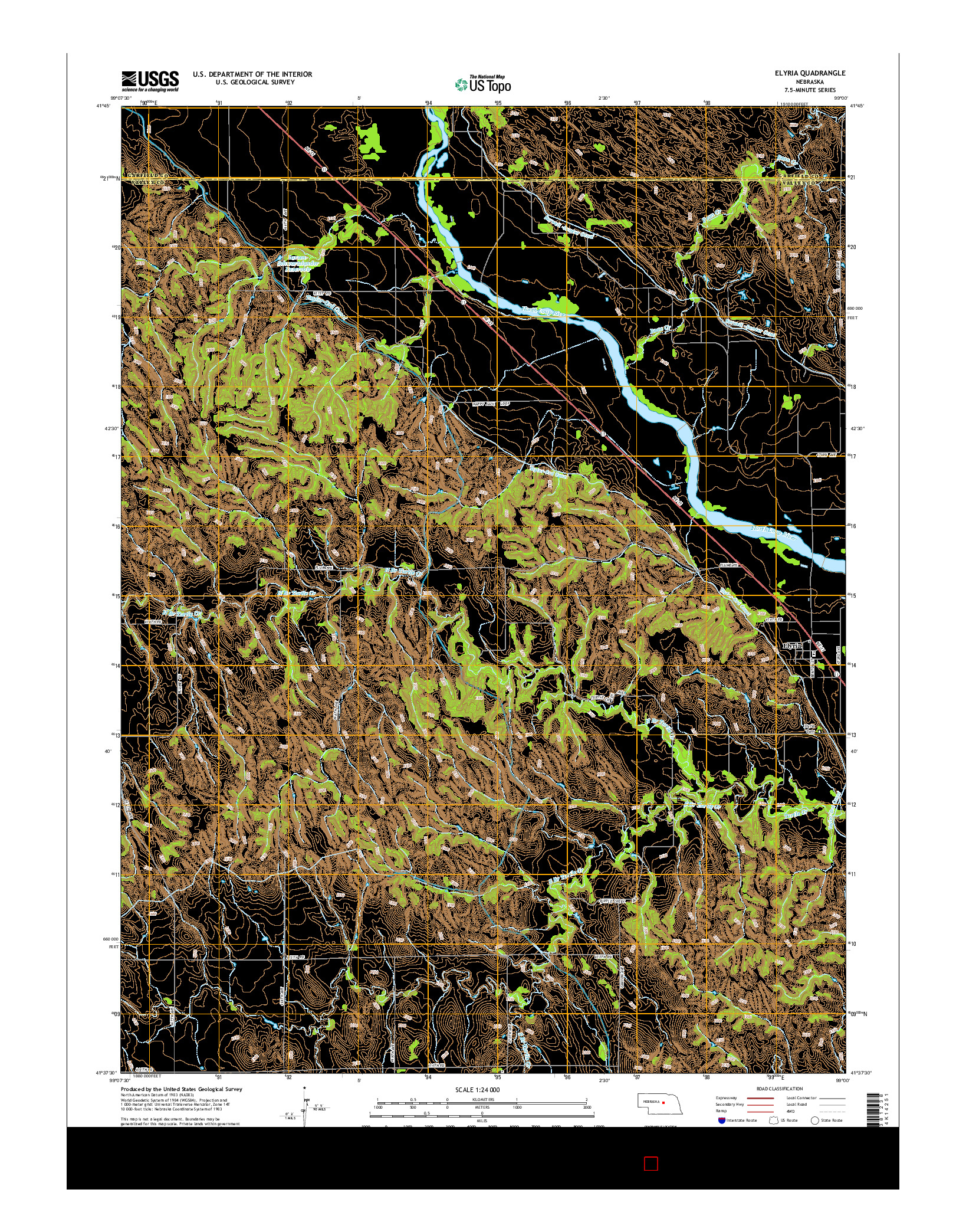 USGS US TOPO 7.5-MINUTE MAP FOR ELYRIA, NE 2014