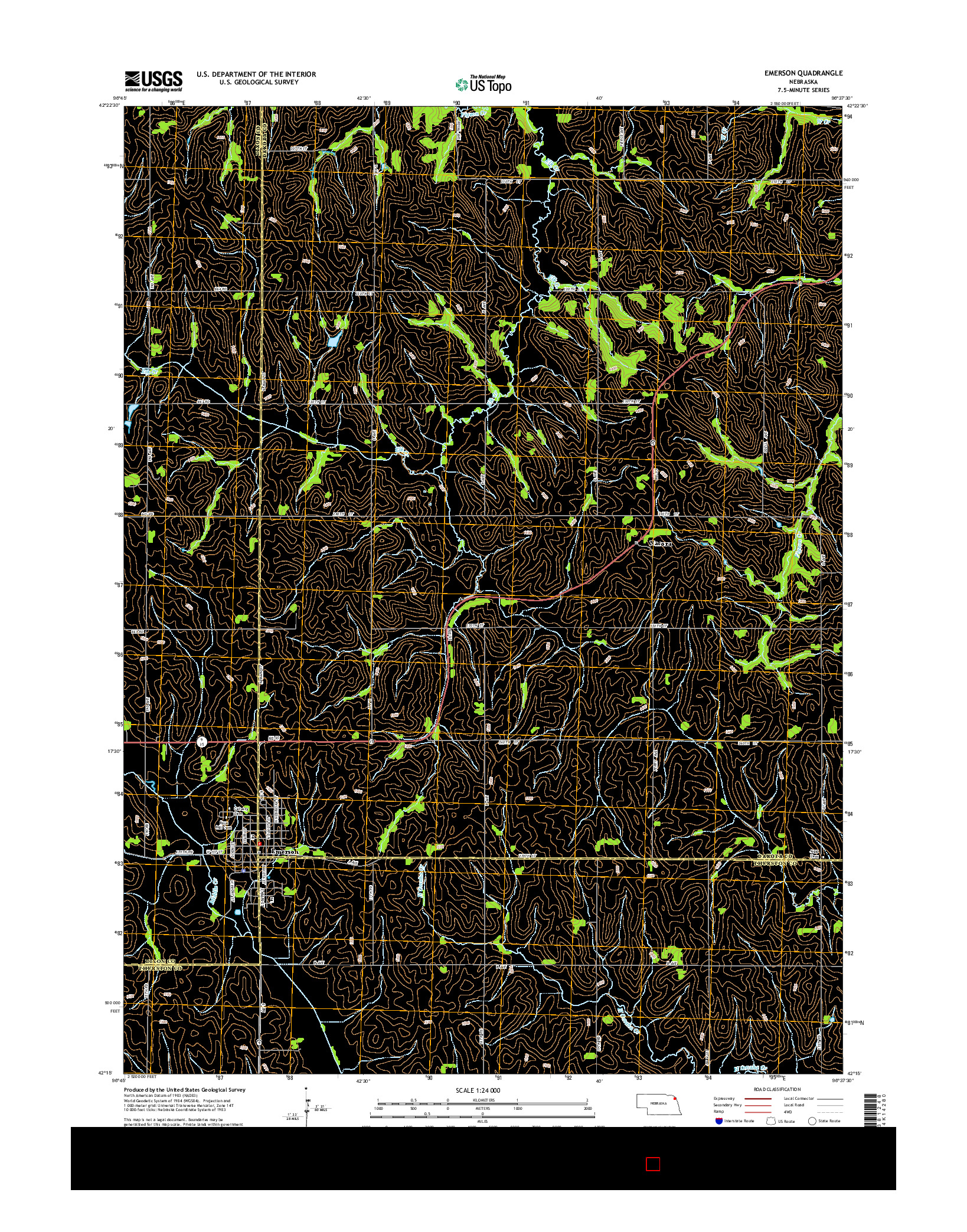 USGS US TOPO 7.5-MINUTE MAP FOR EMERSON, NE 2014