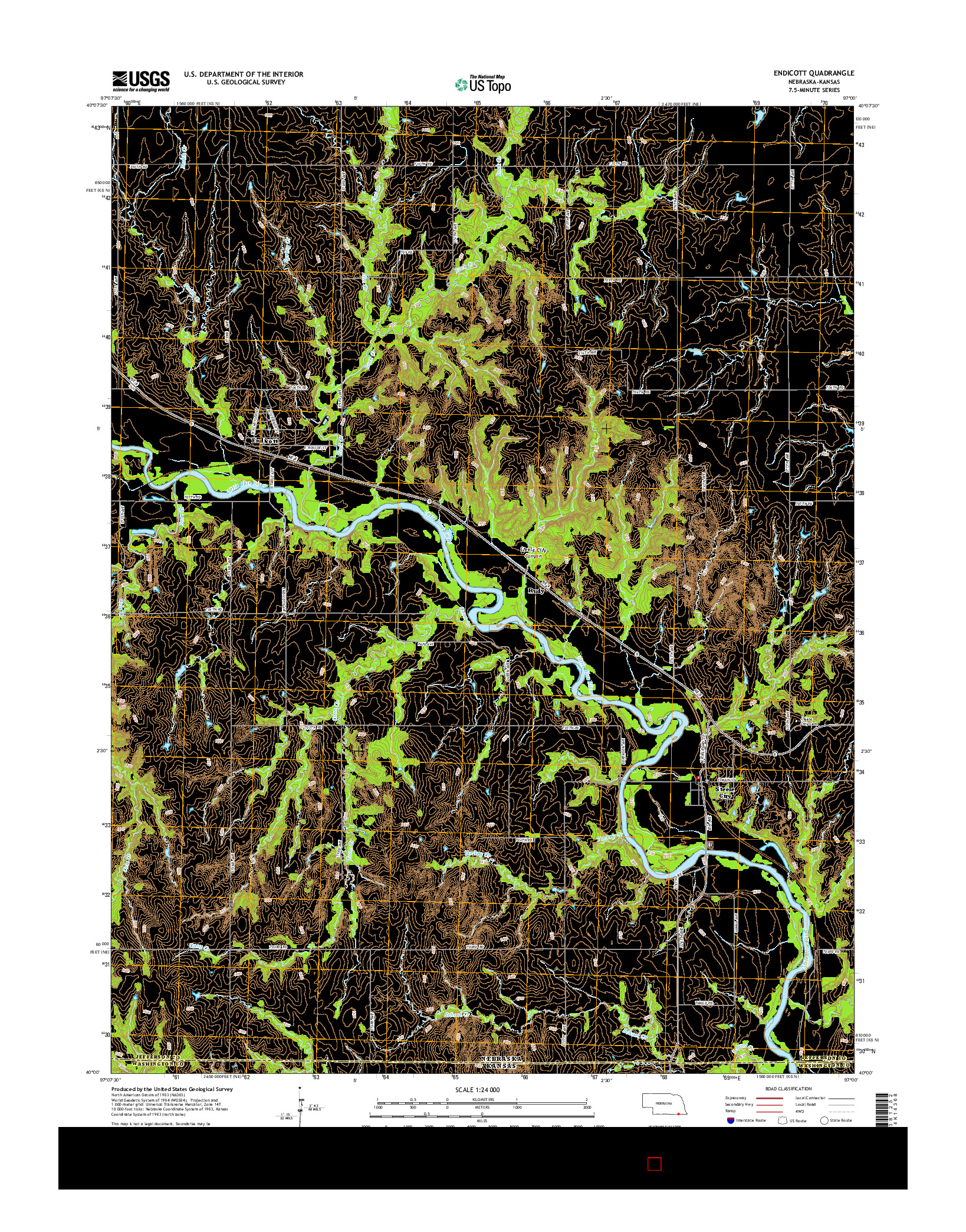 USGS US TOPO 7.5-MINUTE MAP FOR ENDICOTT, NE-KS 2014