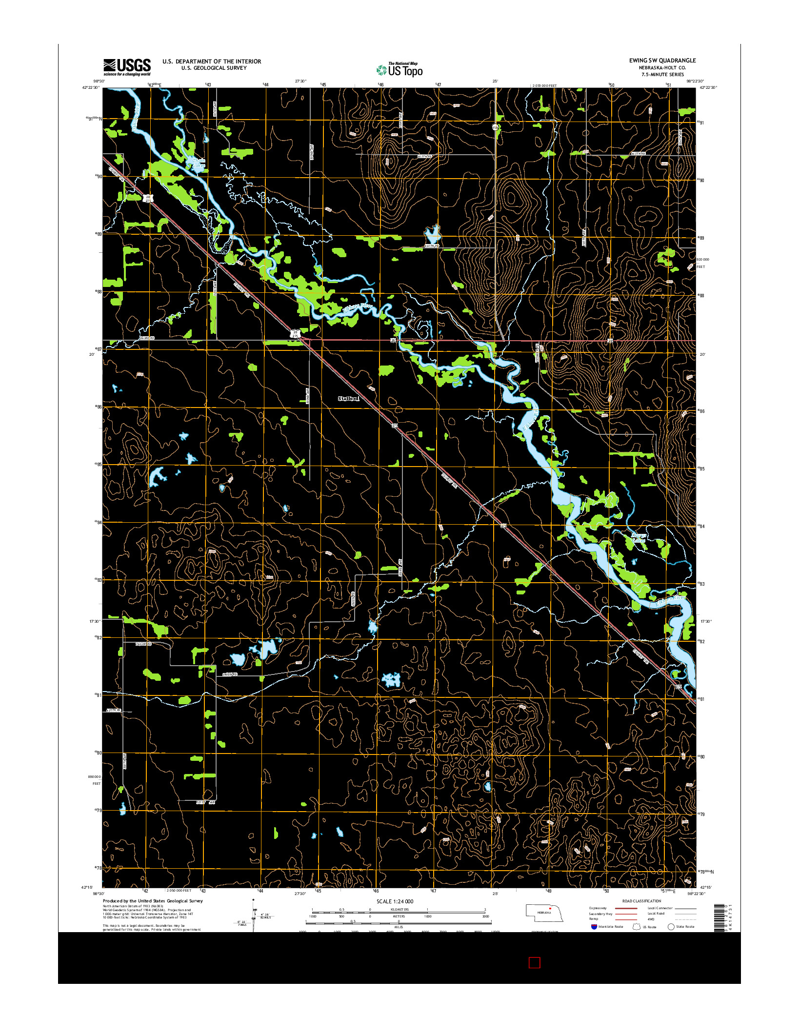 USGS US TOPO 7.5-MINUTE MAP FOR EWING SW, NE 2014