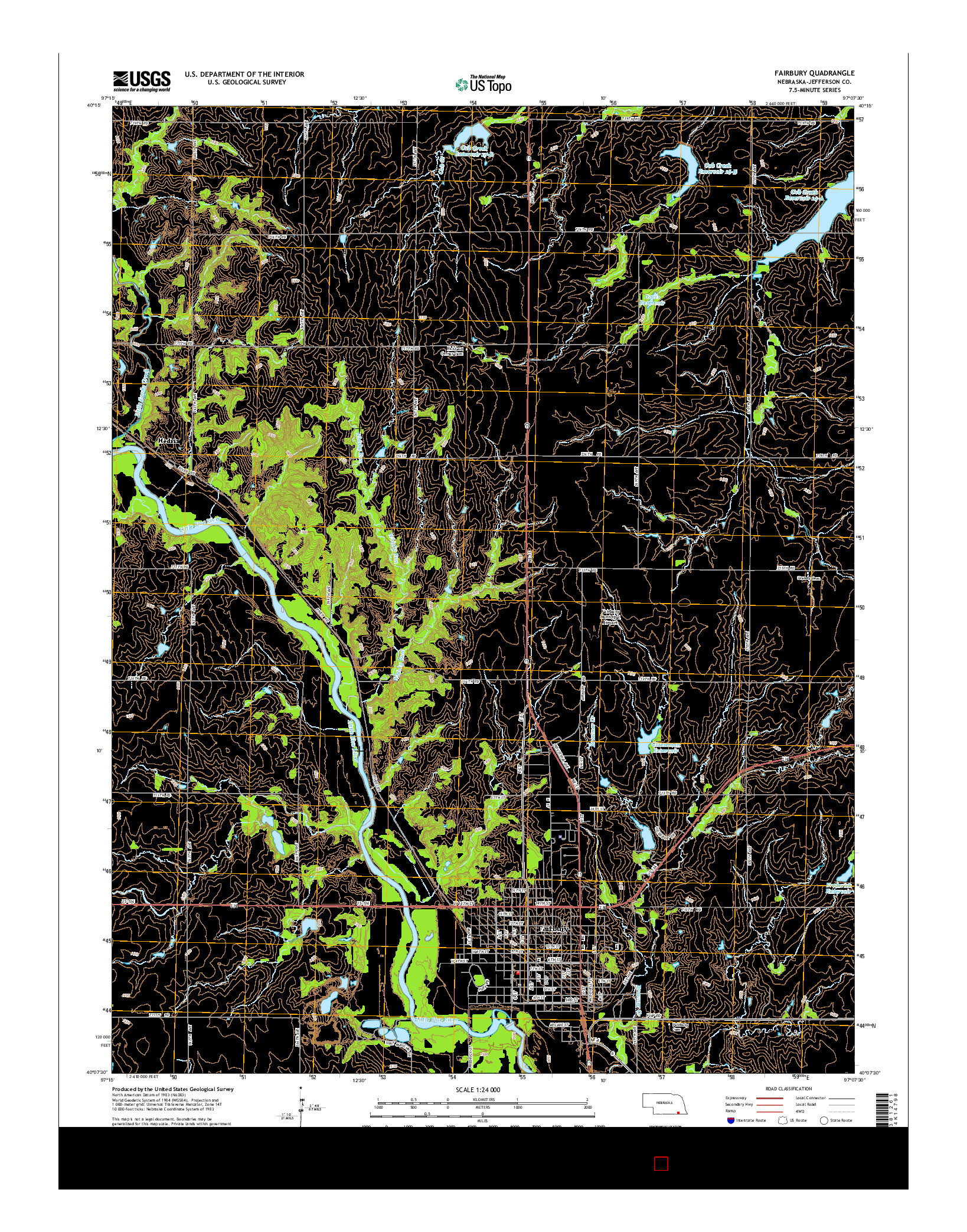 USGS US TOPO 7.5-MINUTE MAP FOR FAIRBURY, NE 2014